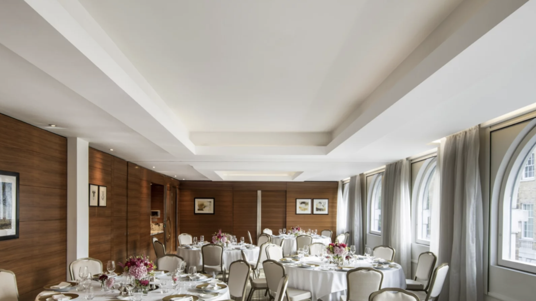 Elegant event space at The Fitzrovia, Langham London, perfect for weddings and corporate meetings.