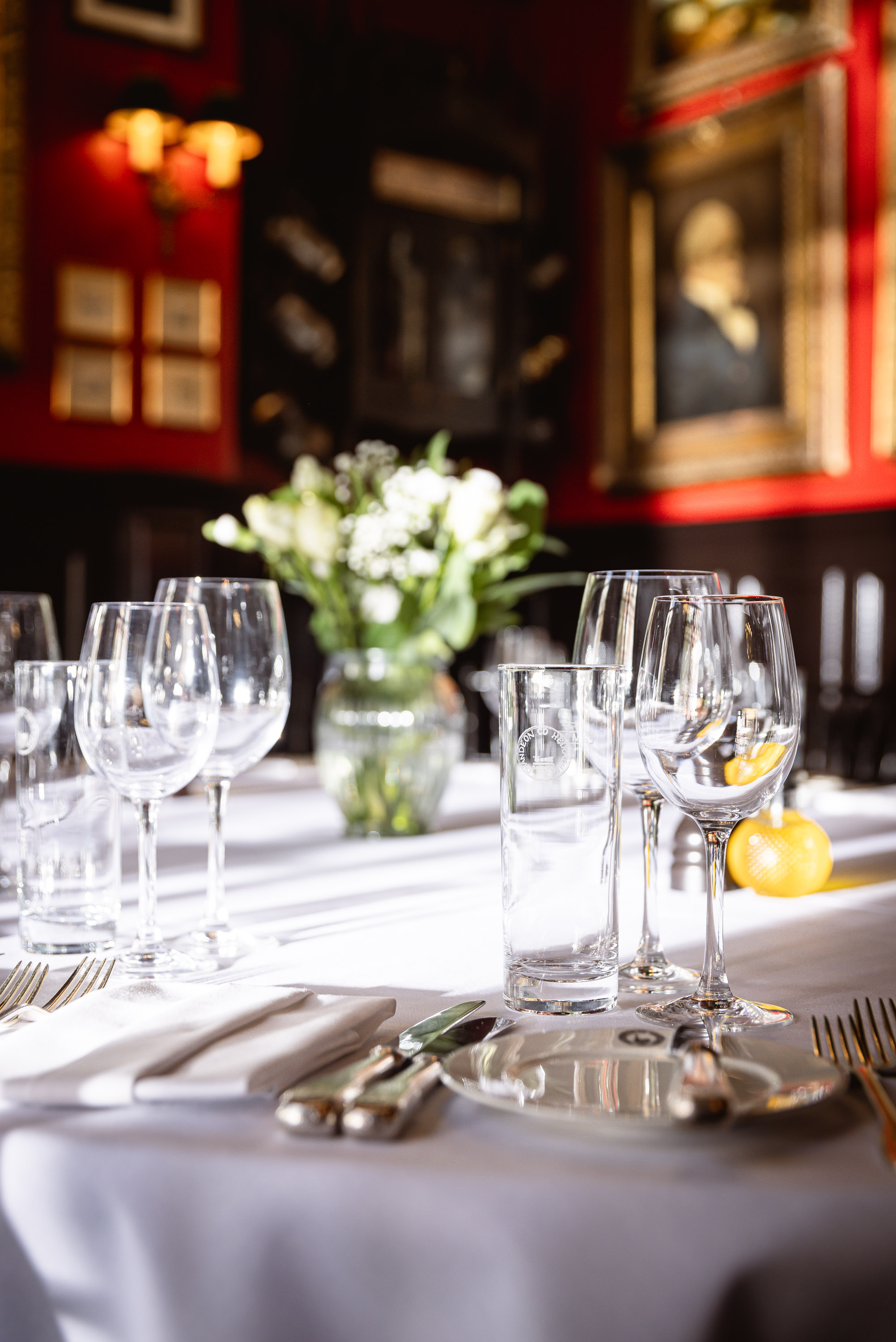 Elegant table setting at Auld Restaurant, perfect for formal events and celebrations.