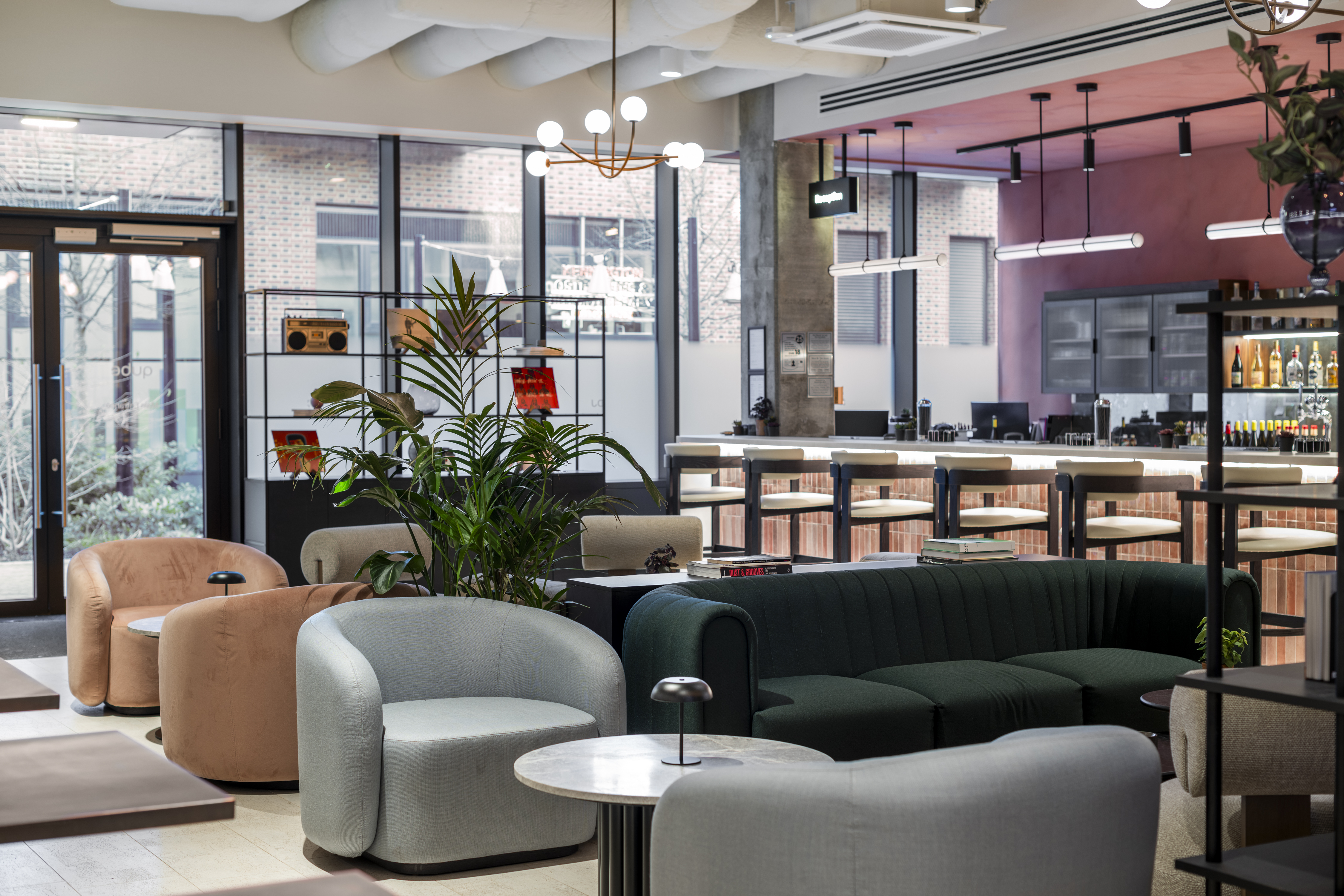 Modern lounge at Qube Elephant Bar, ideal for networking events and informal meetings.