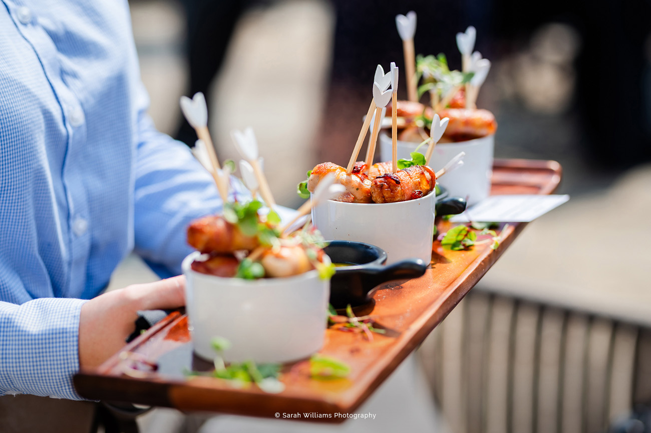 Gourmet appetizers tray at Brookfield Barn for upscale events and networking.