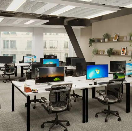 Huckletree Bishopsgate open-plan office with benching desks for corporate events and workshops.