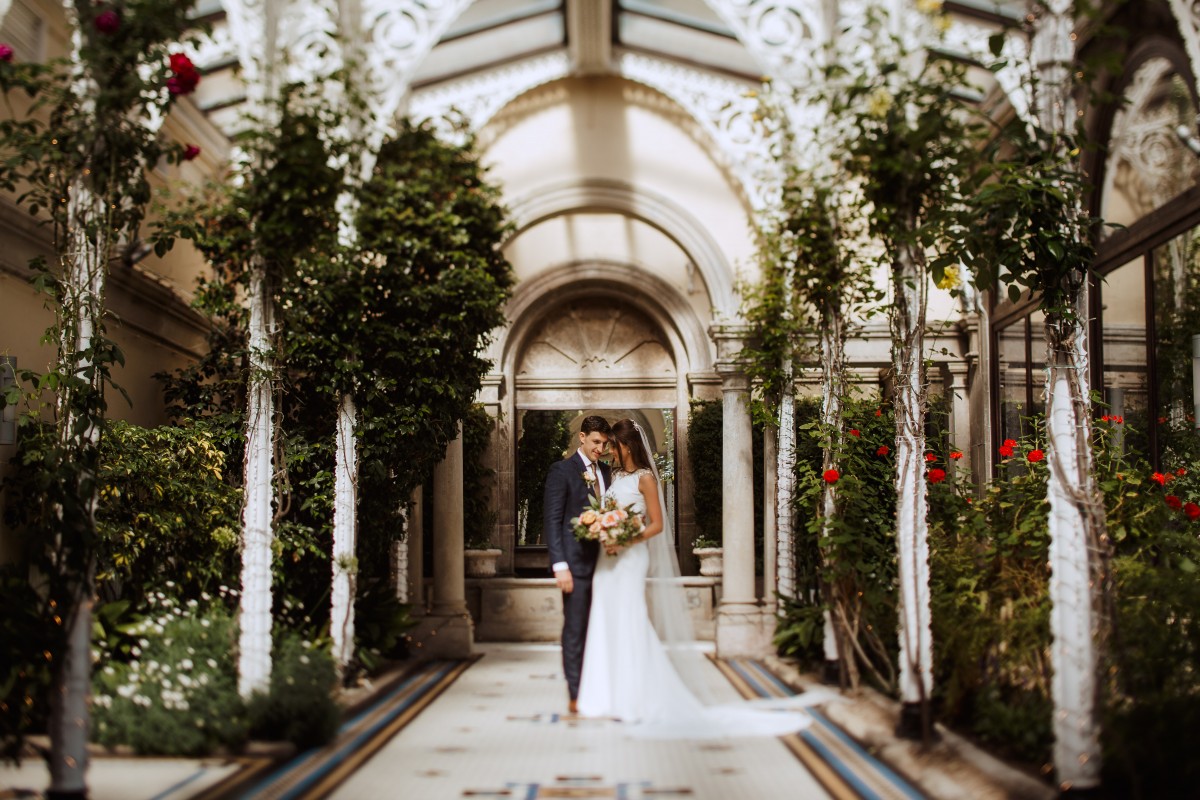 Historic Conservatory at Sandon Hall: Elegant indoor garden venue for weddings and events.
