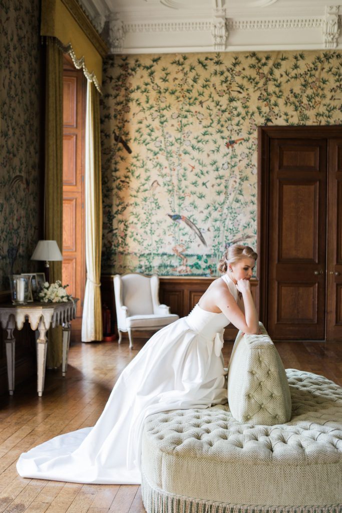 Elegant bridal room at Sandon Hall, perfect for pre-wedding photography and intimate moments.