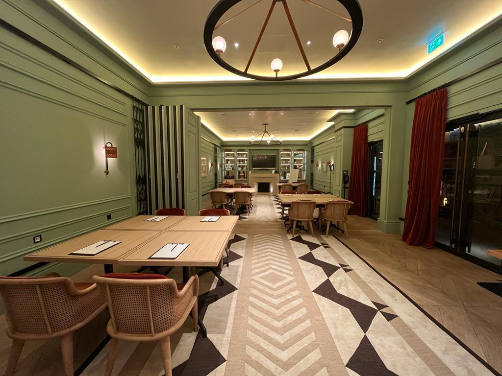 Elegant meeting space at Mortise & Tenor, Hart Shoreditch Hotel, ideal for workshops.