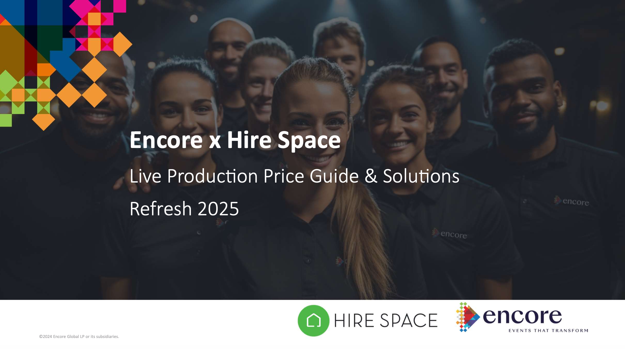 Encore and Hire Space partnership announcement: live event production solutions and pricing.
