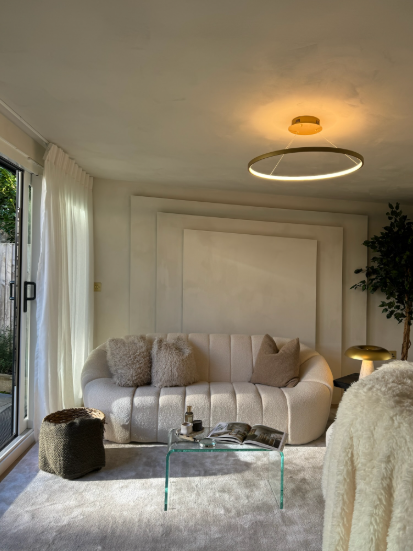 KO LAB Studios boutique breakout space with textured seating for VIP consultations and wellness.