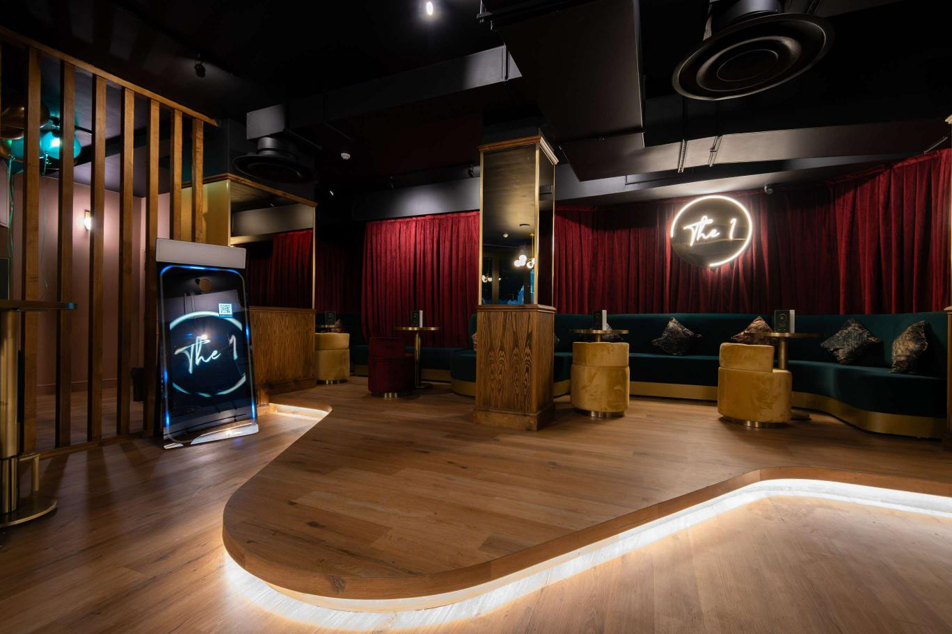 Stylish event space with plush seating for corporate functions and private gatherings.