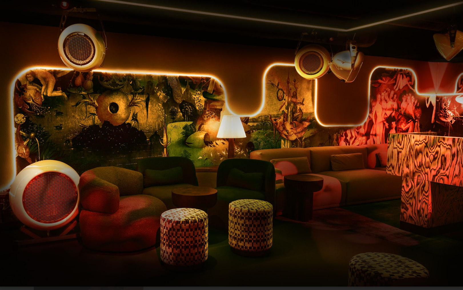 Vibrant lounge at Chotto Matte, ideal for creative meetings and social events.