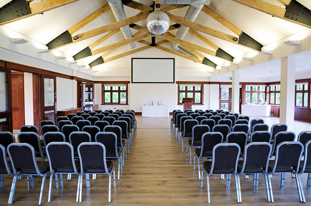 Olympic Pavilion at Trailfinders Sports Club, spacious event space for meetings and presentations.