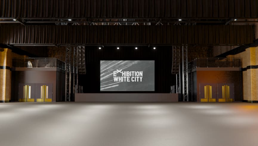 Industrial-chic event venue with tiered mezzanine for brand activations and corporate events.