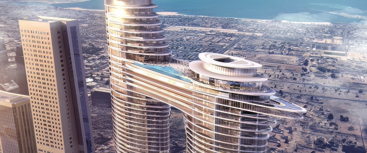 Skyview 4 at Address Sky View: modern skyscraper with rooftop pool for elegant events.