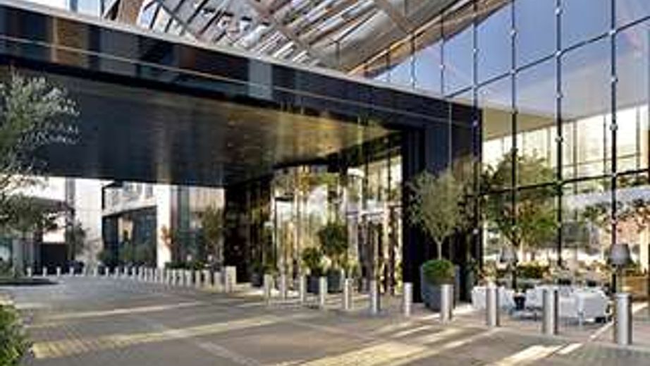 Modern hotel entrance at Address Sky View, ideal for corporate events and meetings.