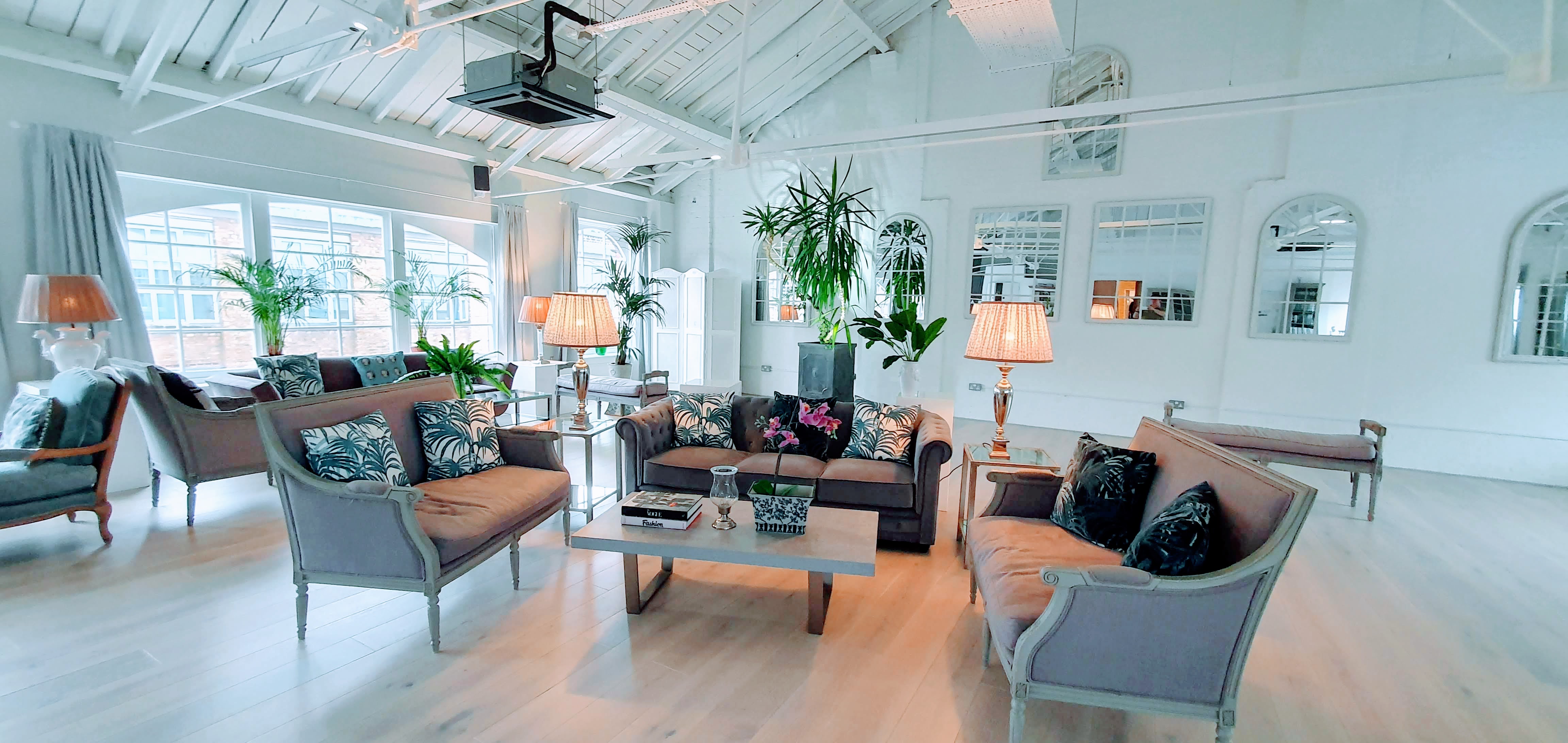 Stylish lounge with elegant decor for networking events at Lumiere Underwood.