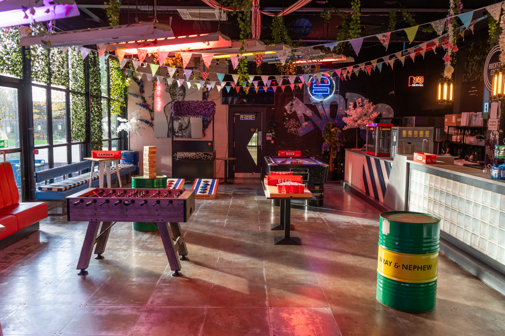 Vibrant Whole Venue Hire in HUCKSTER London for social gatherings and corporate events.