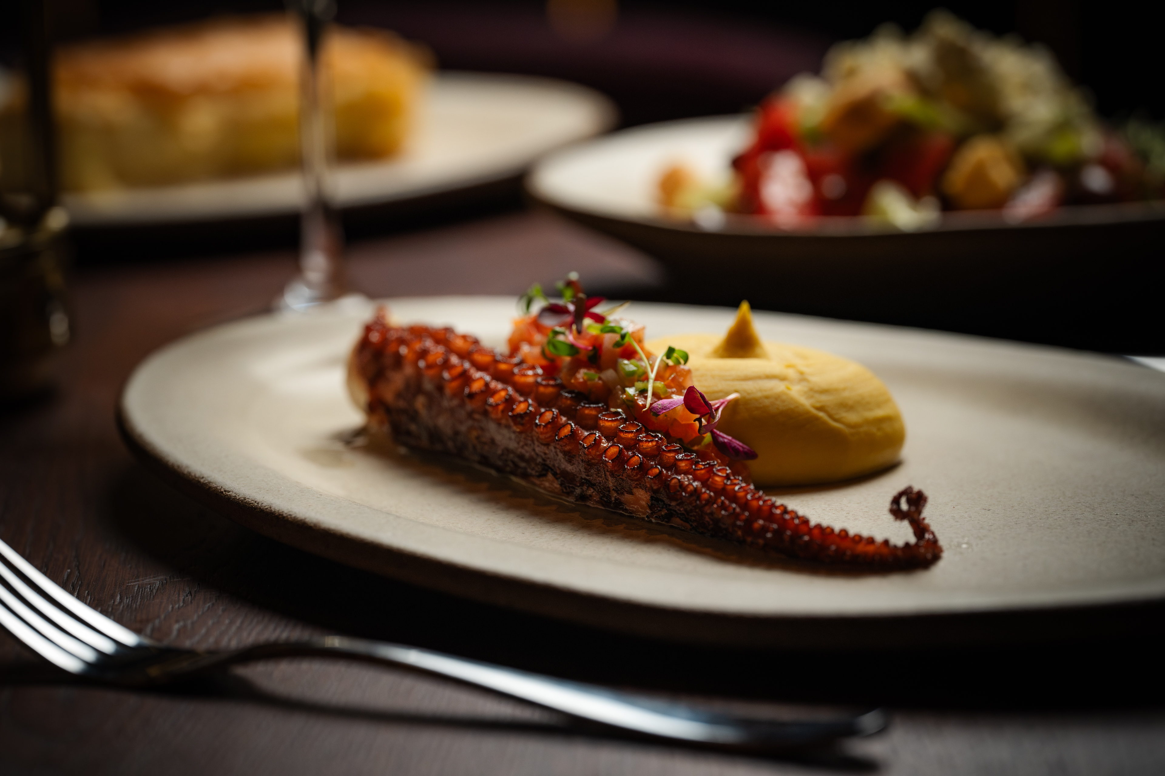 Grilled octopus dish at Agora Hall, perfect for upscale events and corporate functions.