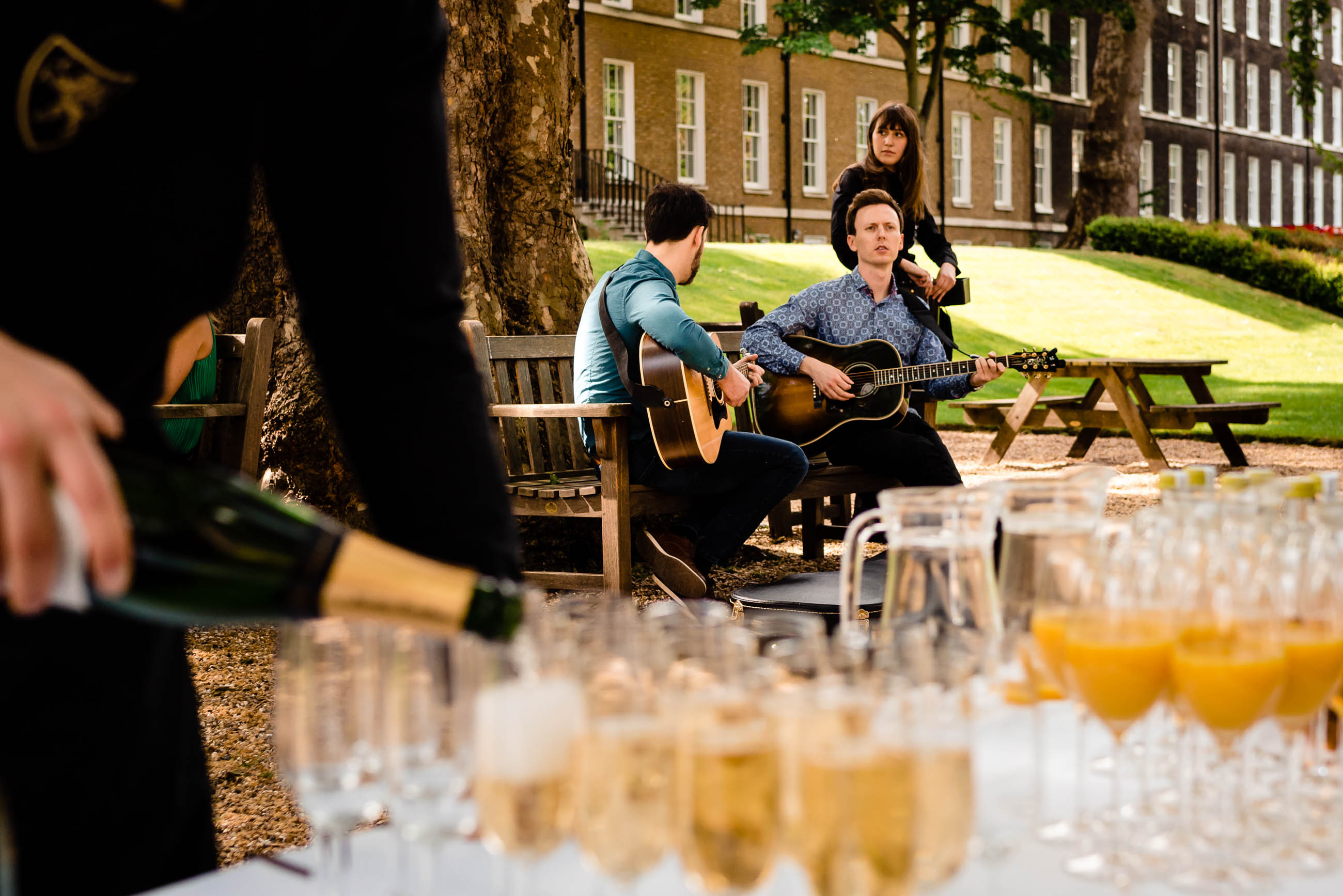 Outdoor summer party setup with live music at Gray's Inn, ideal for networking events.