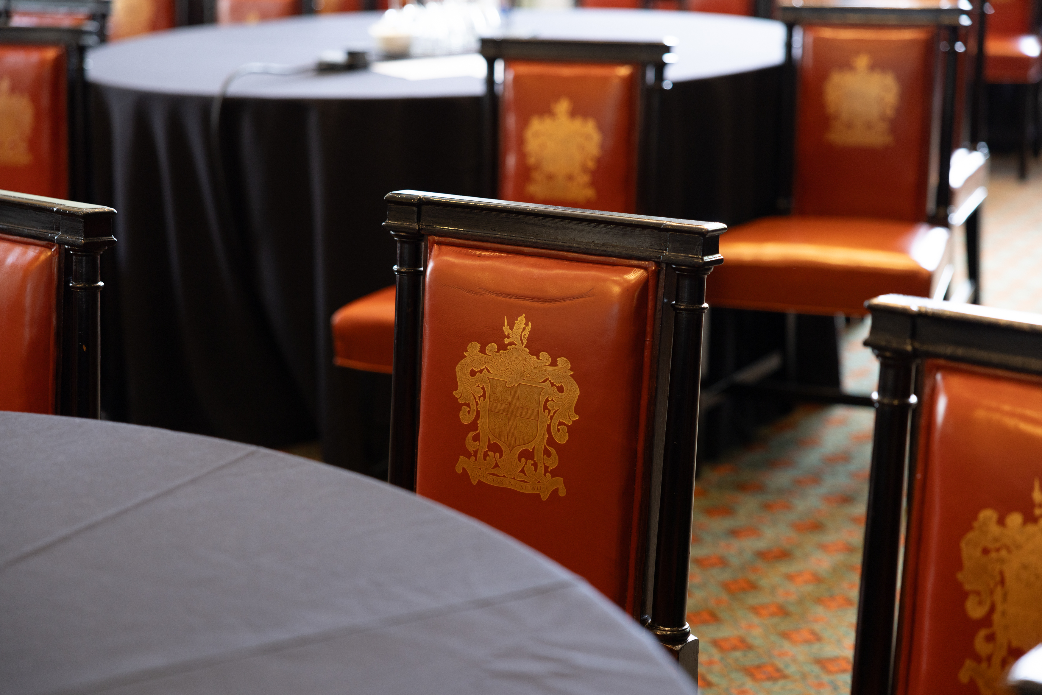 Elegant meeting space at Trinity House with ornate chairs for corporate events.