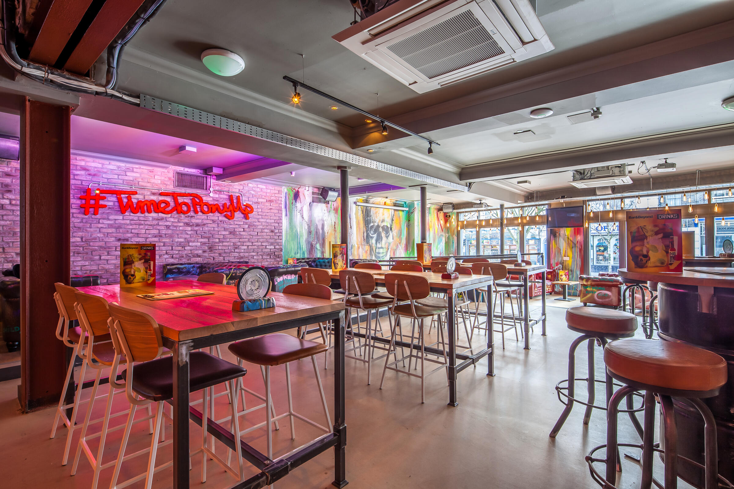 Industrial-chic front bar in Bar & Beyond Norwich for networking and corporate events.