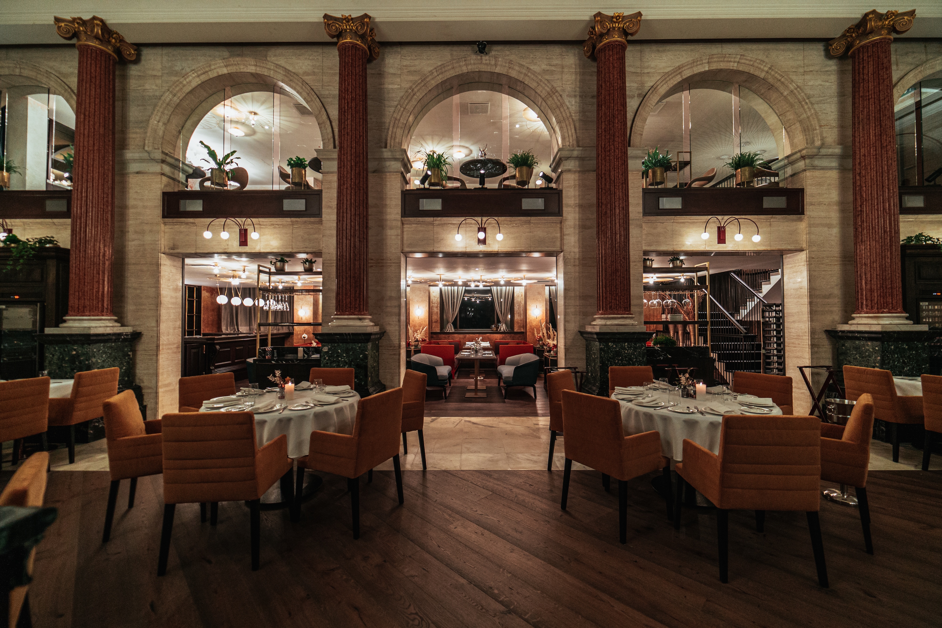 Elegant dining space in Piazza Italiana for upscale corporate events and private celebrations.