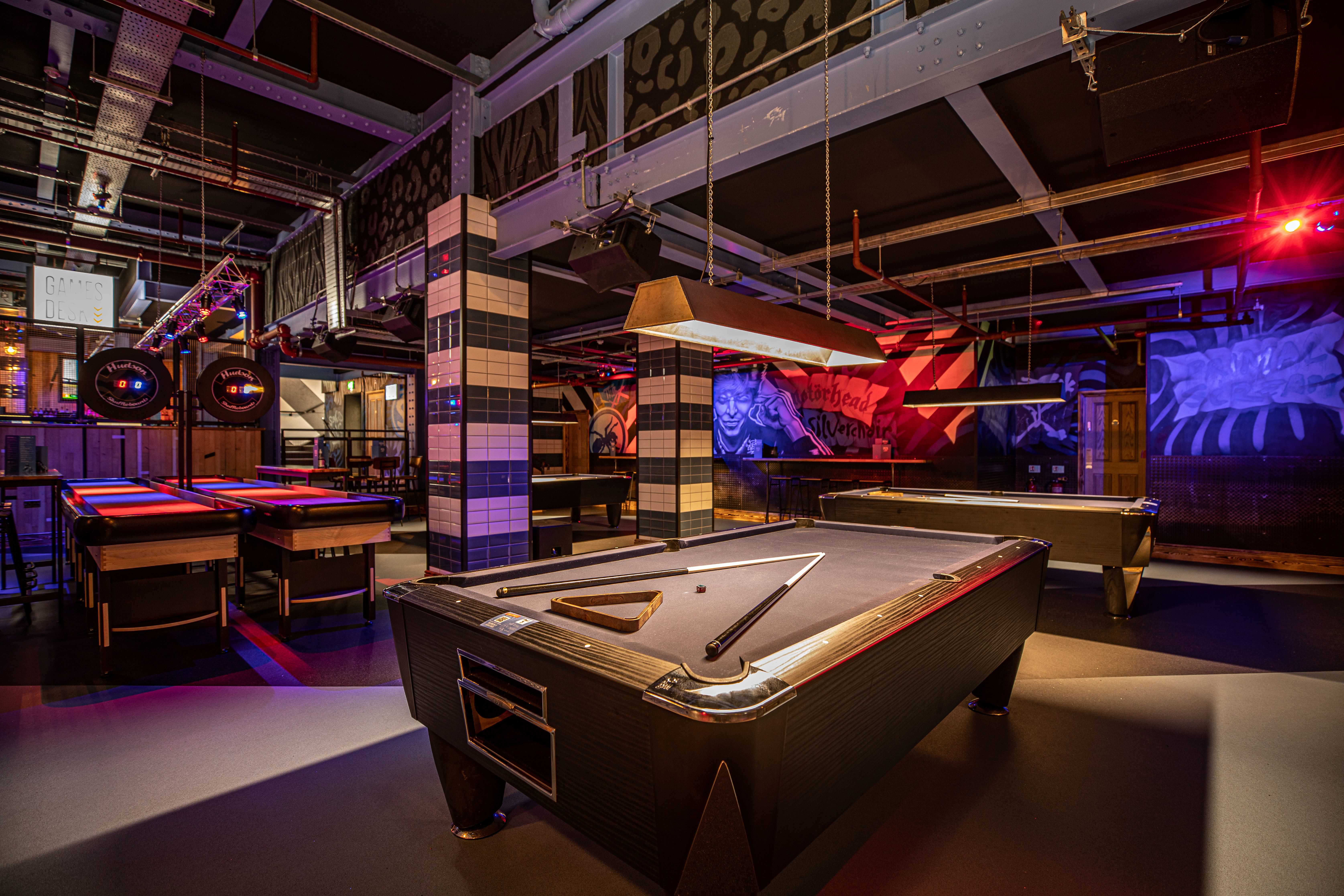 Whole Venue at Roxy Lanes, Leeds - modern space with pool tables for networking events.