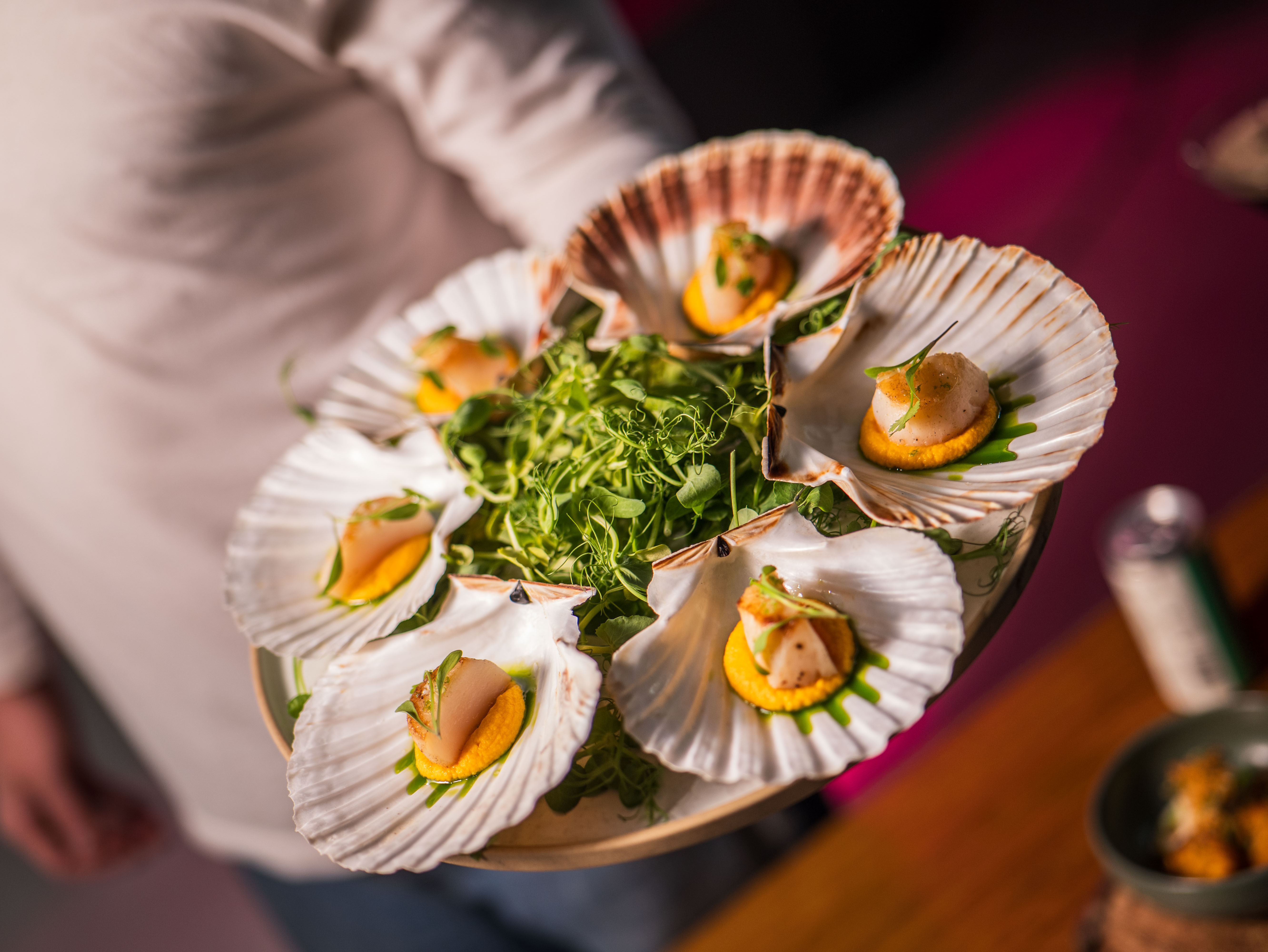 Upscale scallop platter at K1 Speed Canary Wharf for private events and catering.