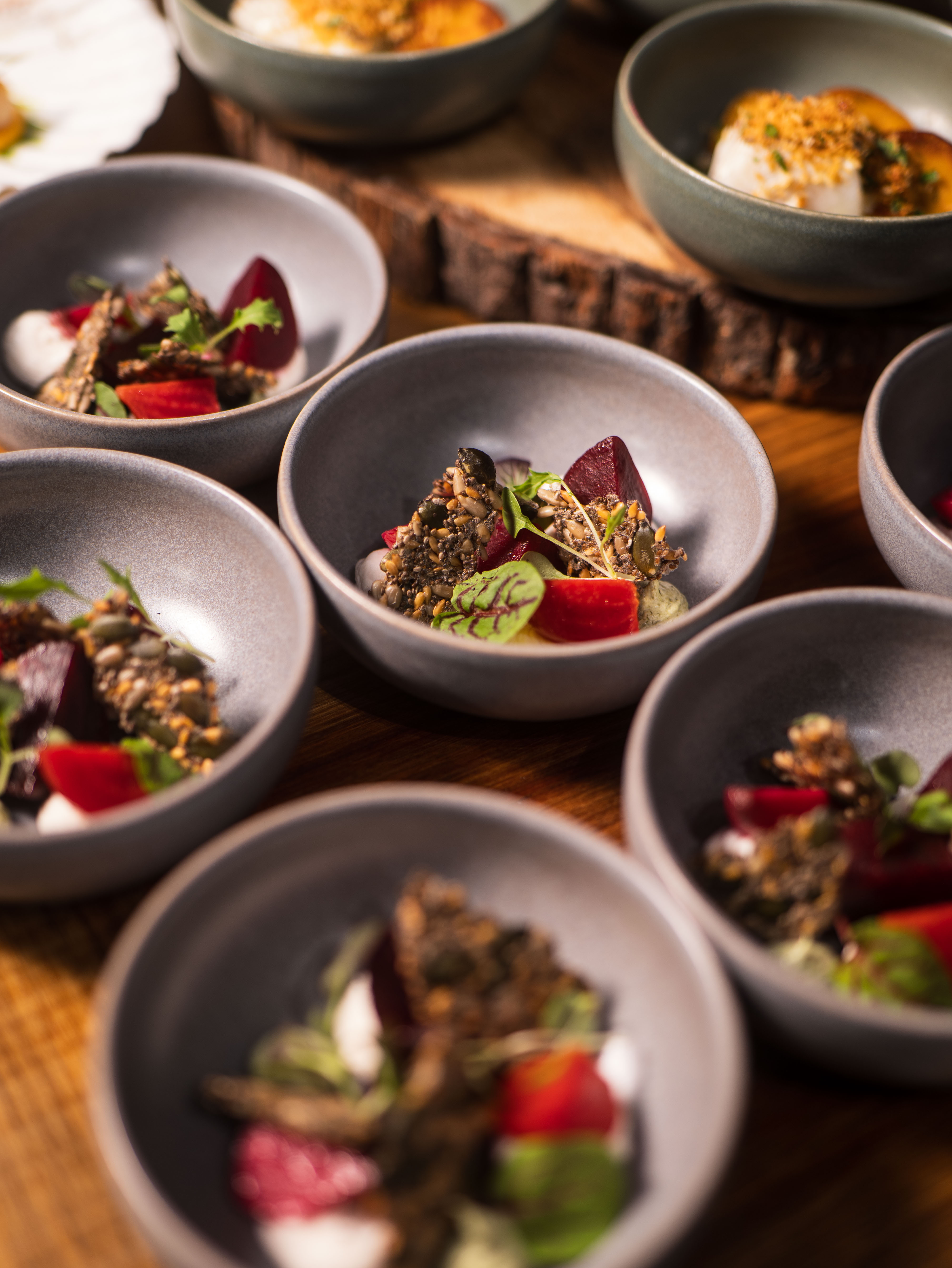 Elegant dish presentation for upscale corporate events at K1 Speed Canary Wharf.