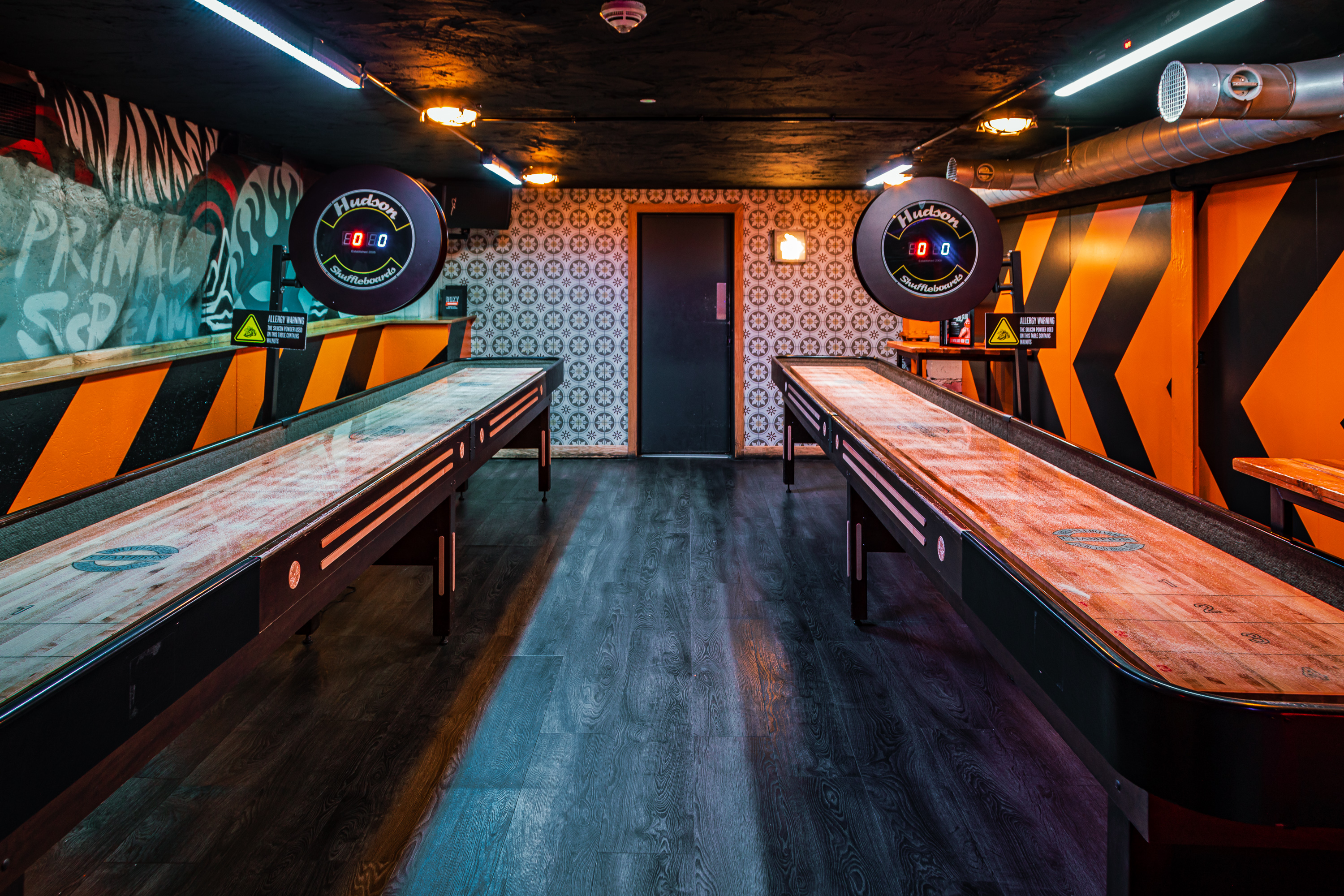 Roxy Ball Room Leeds venue hire with shuffleboard tables for corporate team building and events.