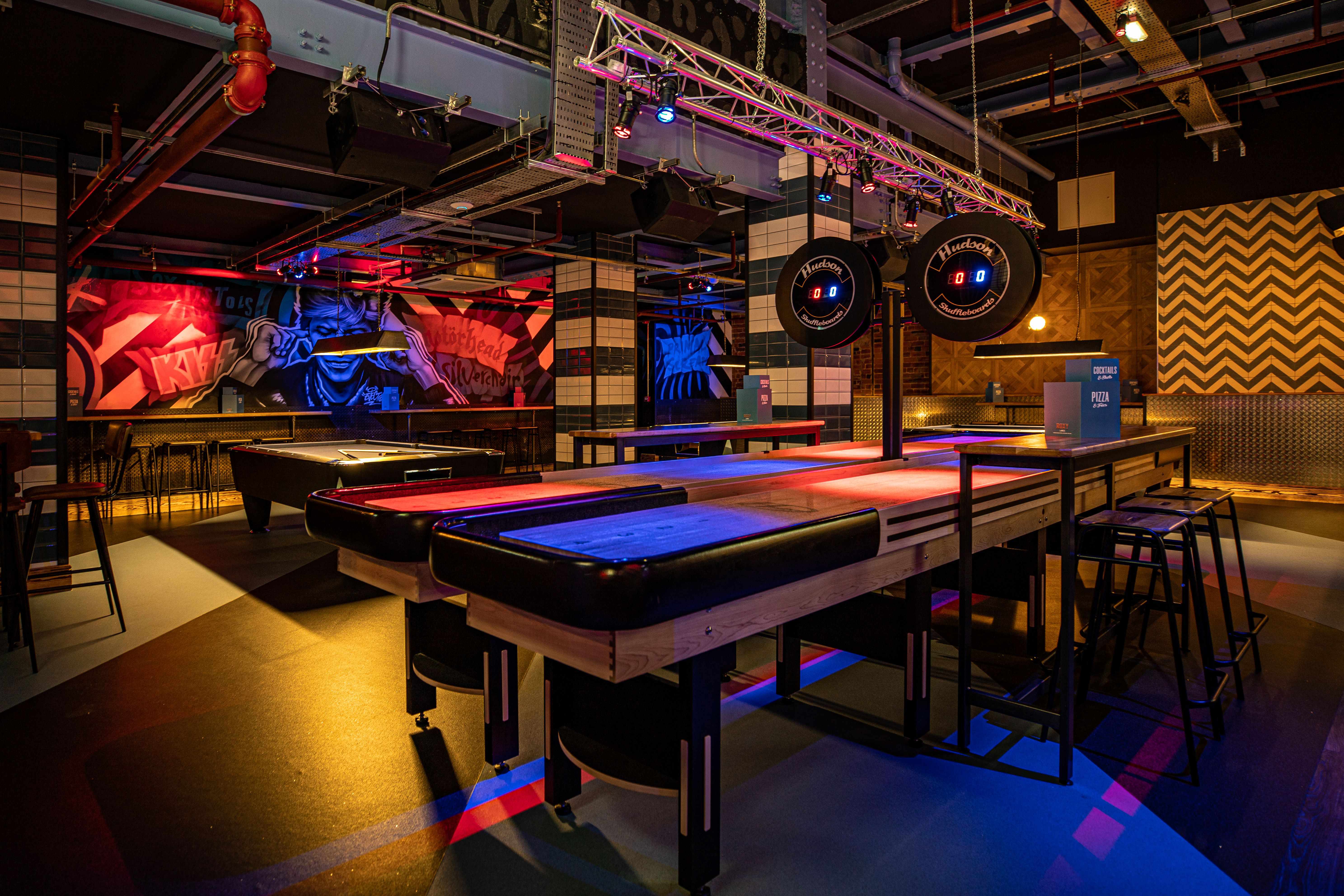 Gaming Hall at Roxy Lanes Leeds, modern venue for networking and team-building events.