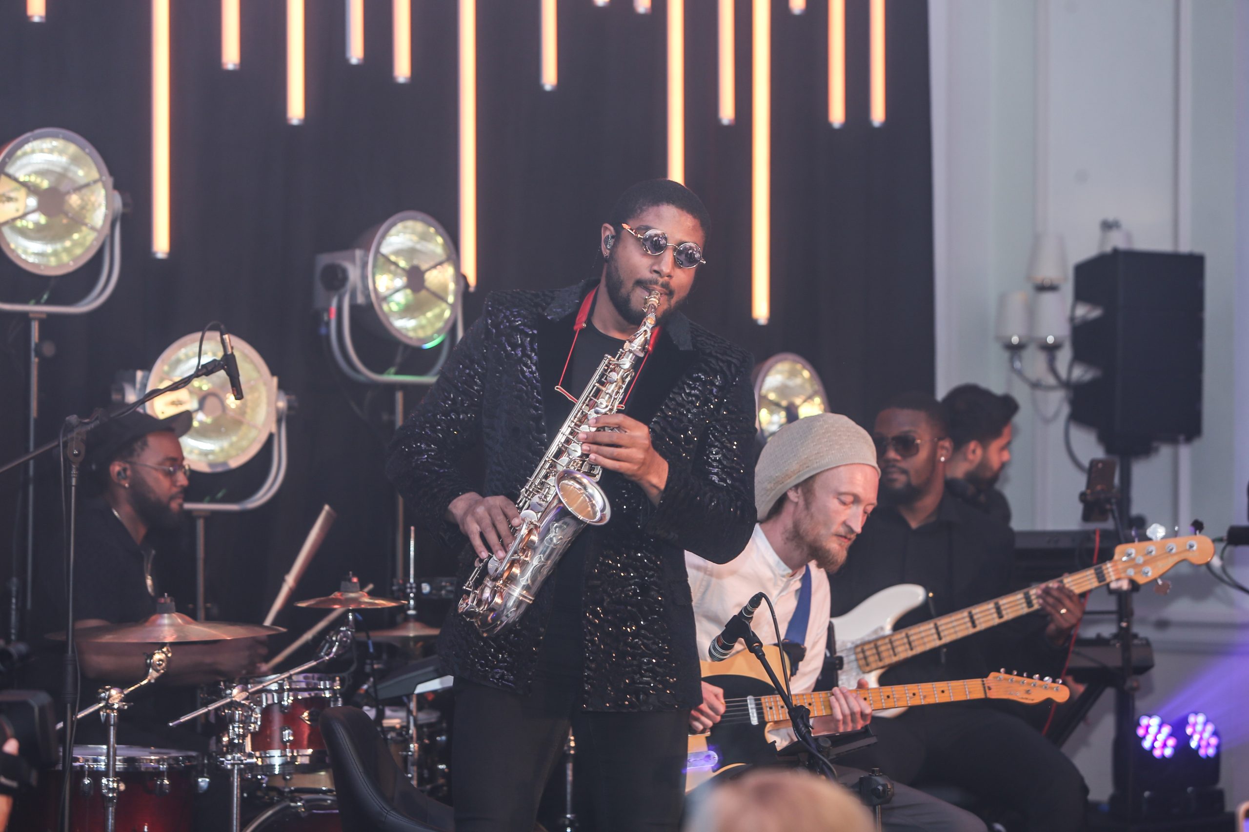 Saxophonist performing live in Grand Ballroom, The Landmark London event entertainment.