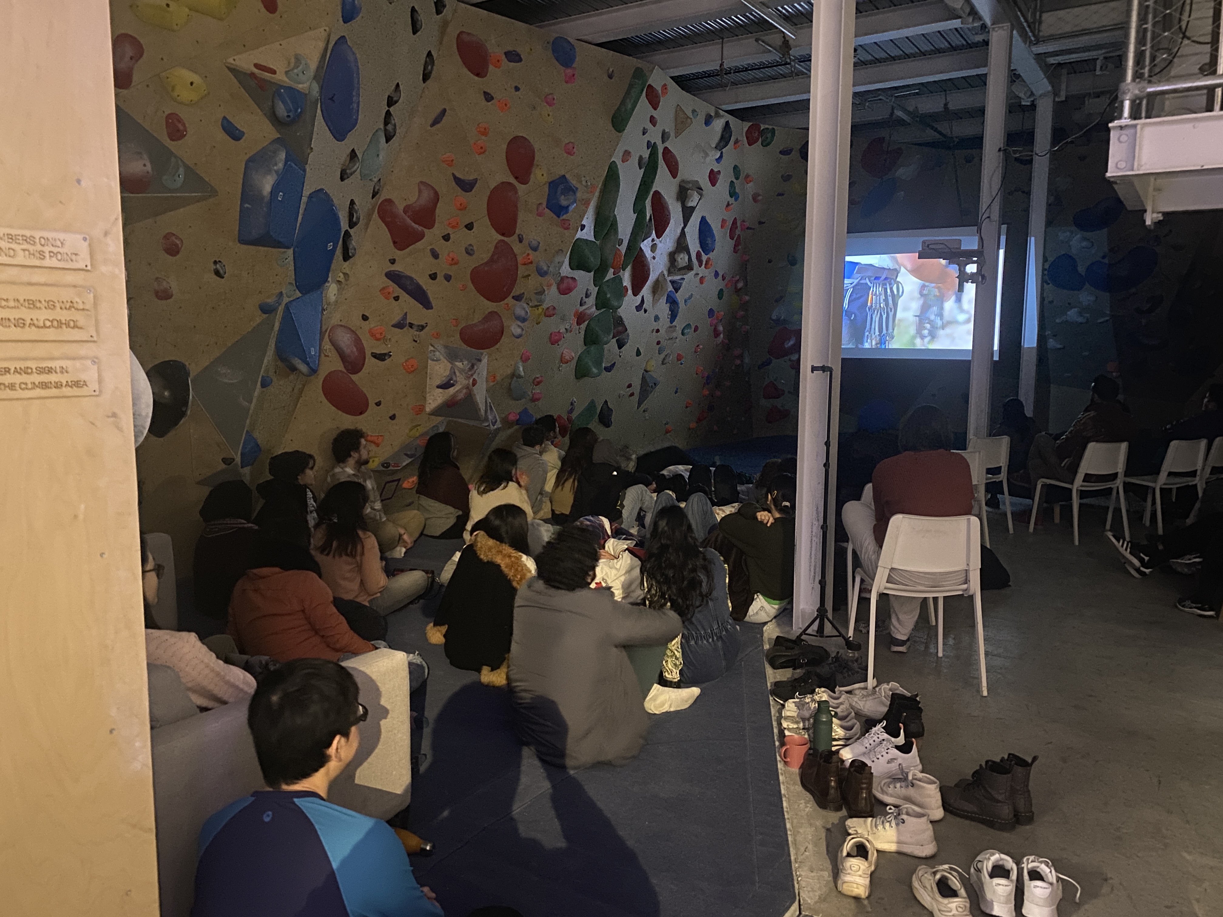 Rise Climbing venue with climbing wall, perfect for adventure sports screenings and gatherings.