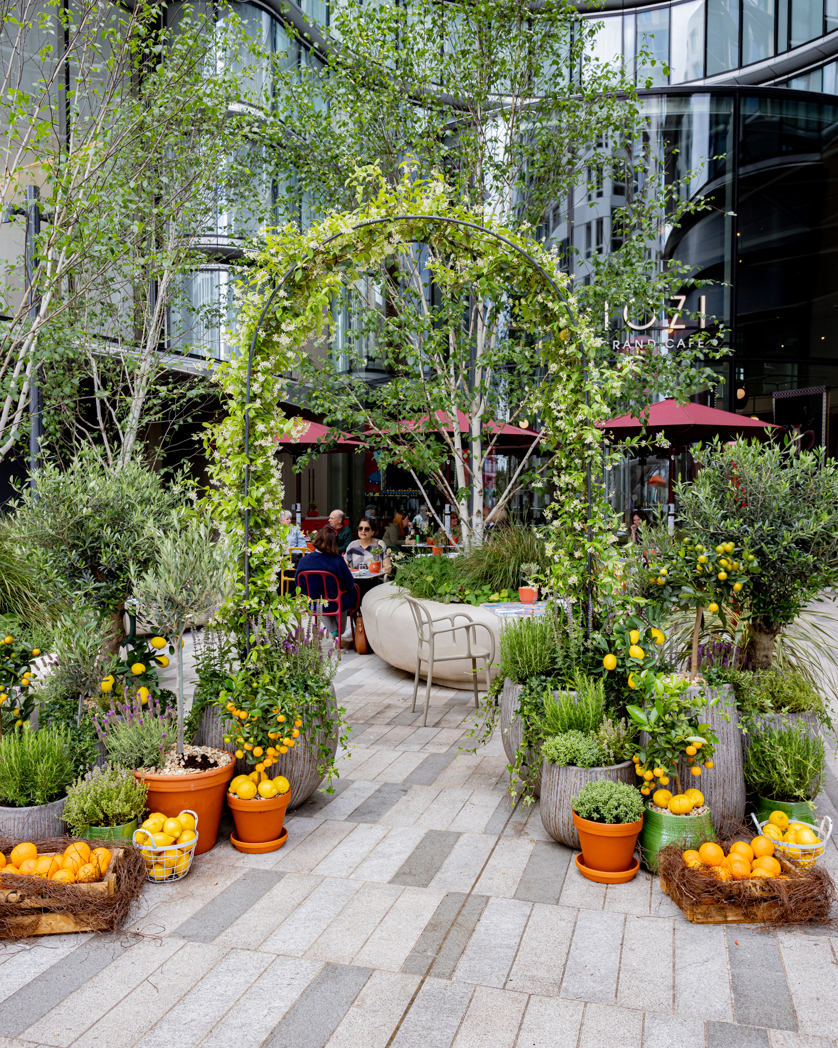 Tozi Terrace at art'otel London: vibrant outdoor event space for gatherings and networking.