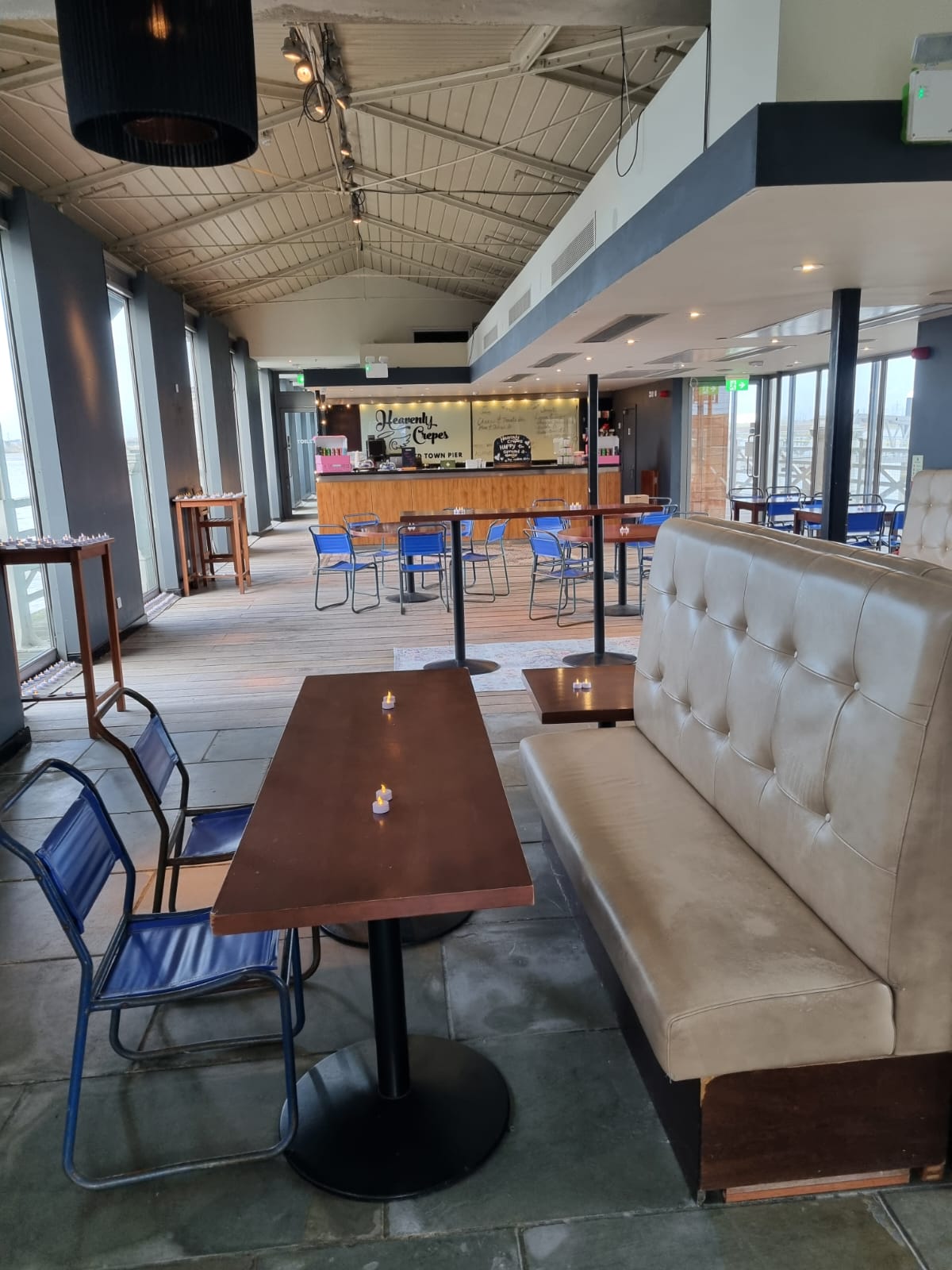 Gravesend Town Pier venue featuring banquet seating, ideal for corporate networking and events.