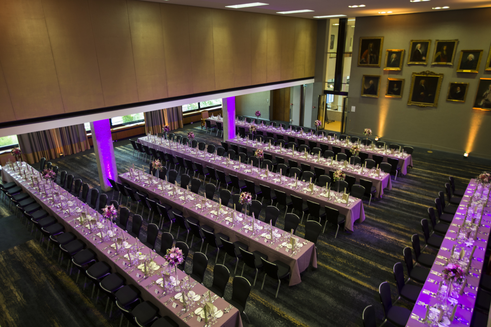 Elegant banquet setup in Osler & Long Rooms, RCP London for formal events and receptions.