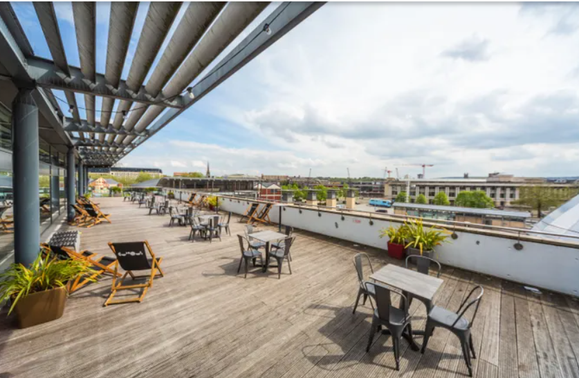 Rooftop terrace at We the Curious for networking events and corporate conferences.
