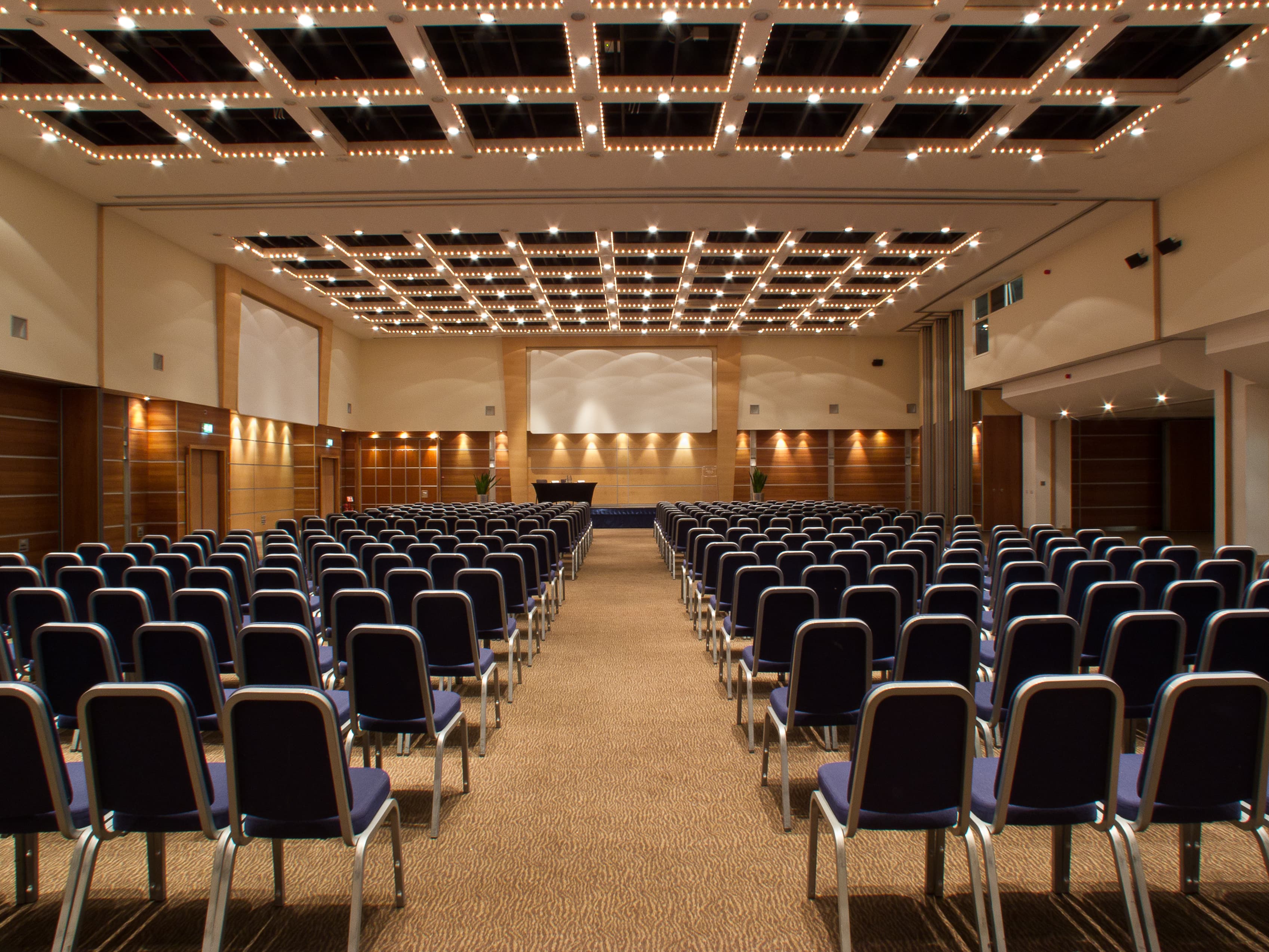 Theater-style seating in Morangis ballroom at Novotel London West for corporate conferences.