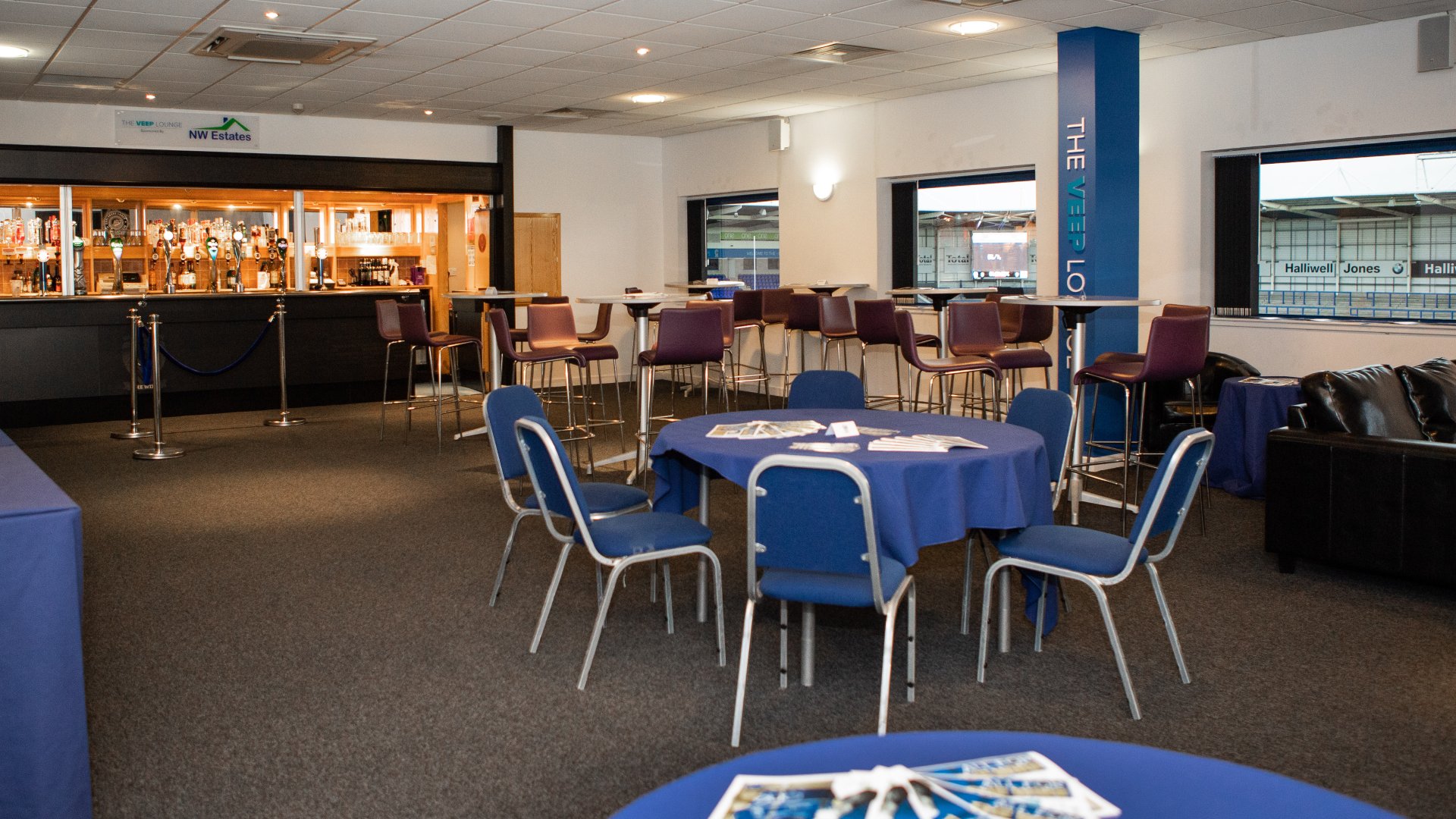 40/Twenty Lounge at Halliwell Jones Stadium featuring banquet and cocktail seating for events.