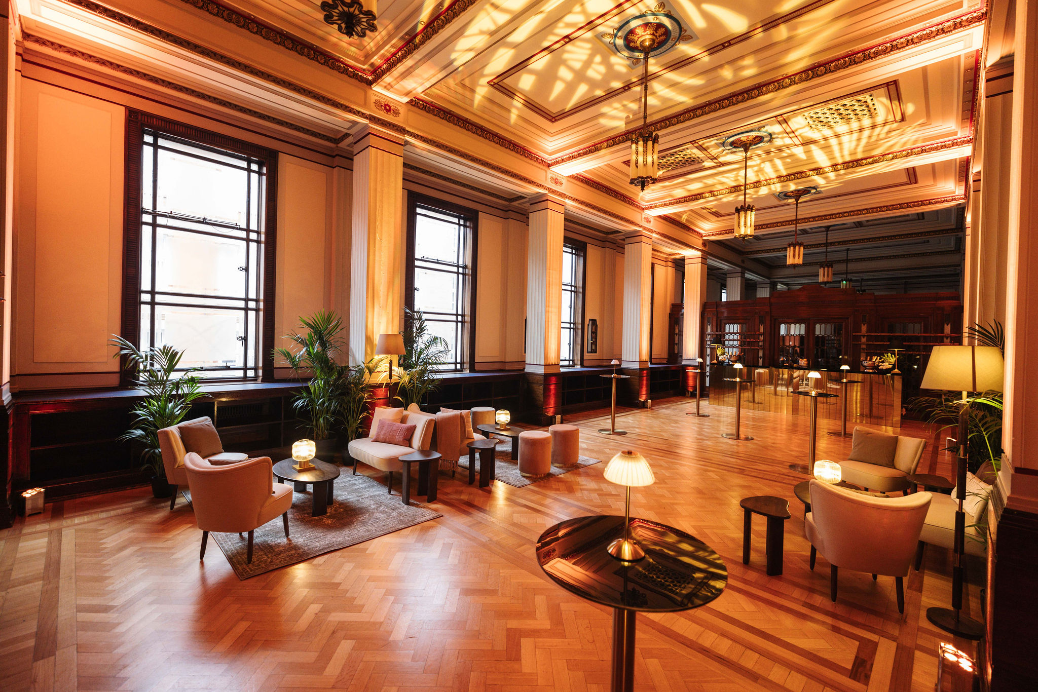 Elegant event space in The Long Room, 60 Great Queen Street, perfect for receptions and networking.