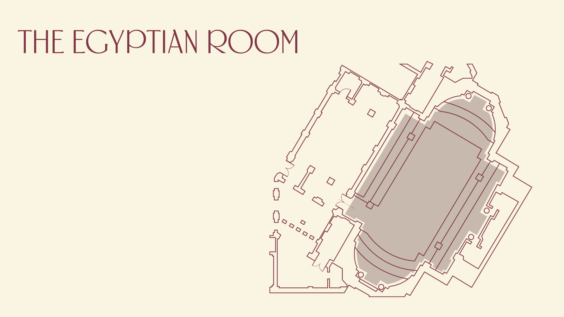Spacious Egyptian Room at 60 Great Queen St, ideal for conferences and events.