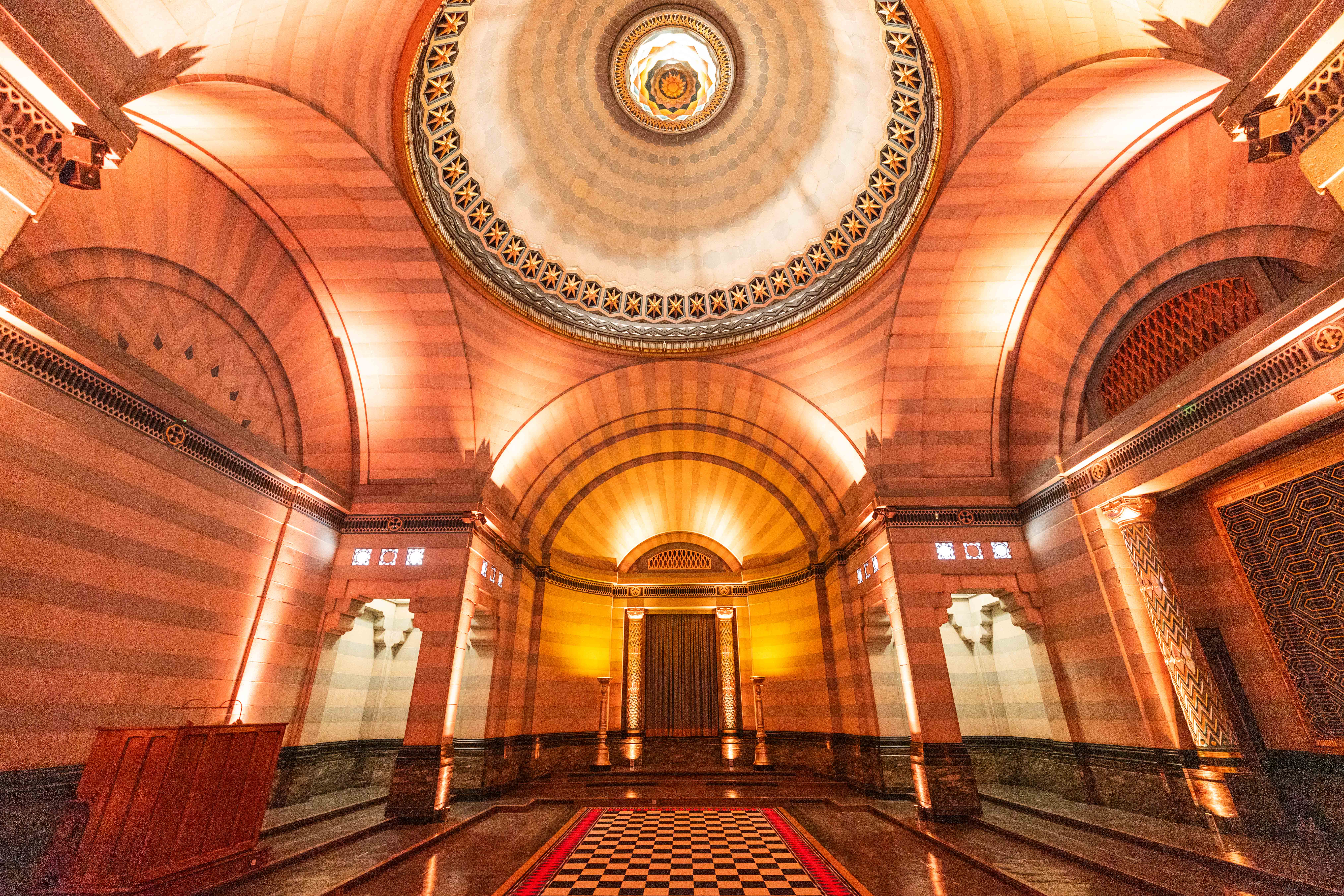 Egyptian Room at 60 Great Queen Street, featuring a grand domed ceiling for upscale events.