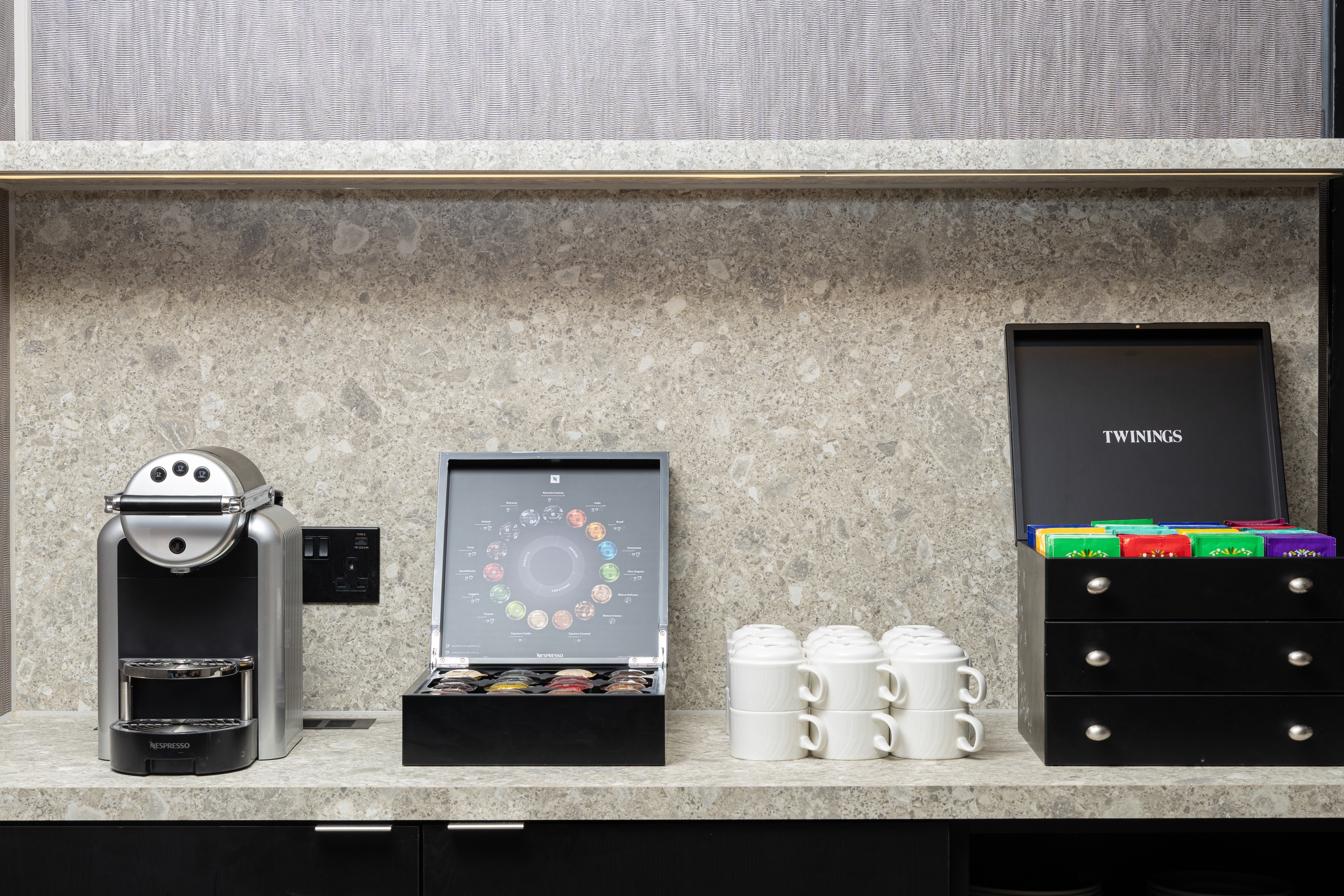 St James Park Suite refreshment station at Mercure London Earls Court Hotel, ideal for events.