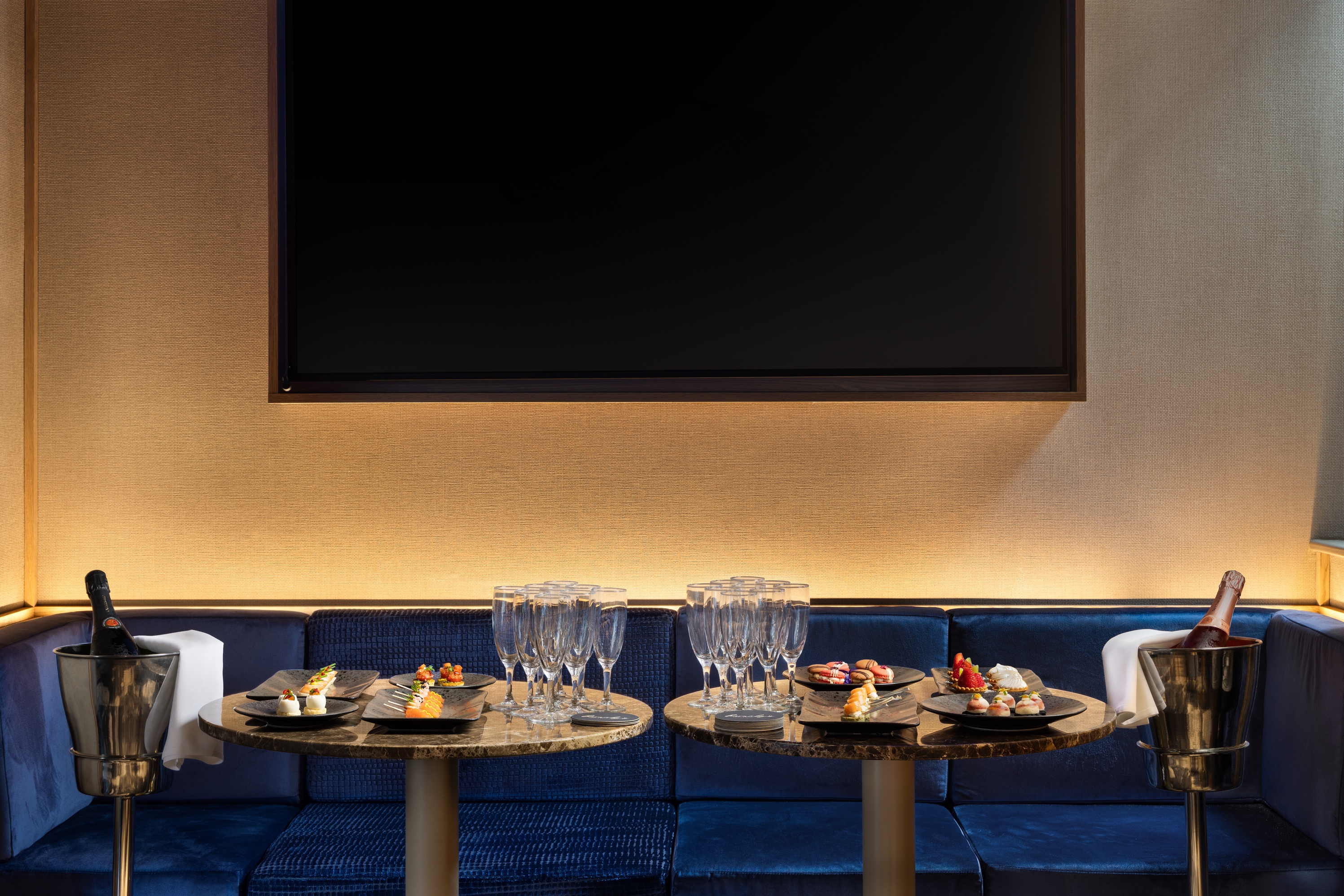 Elegant Barnaby's Lounge Bar setup for upscale networking events in London.