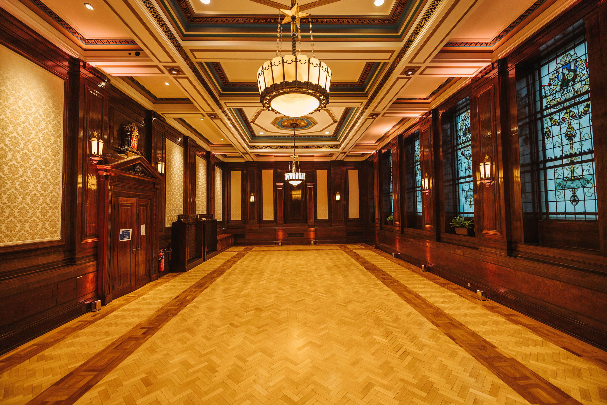 Elegant event space with wooden paneling at The Old Boardroom, perfect for corporate meetings.
