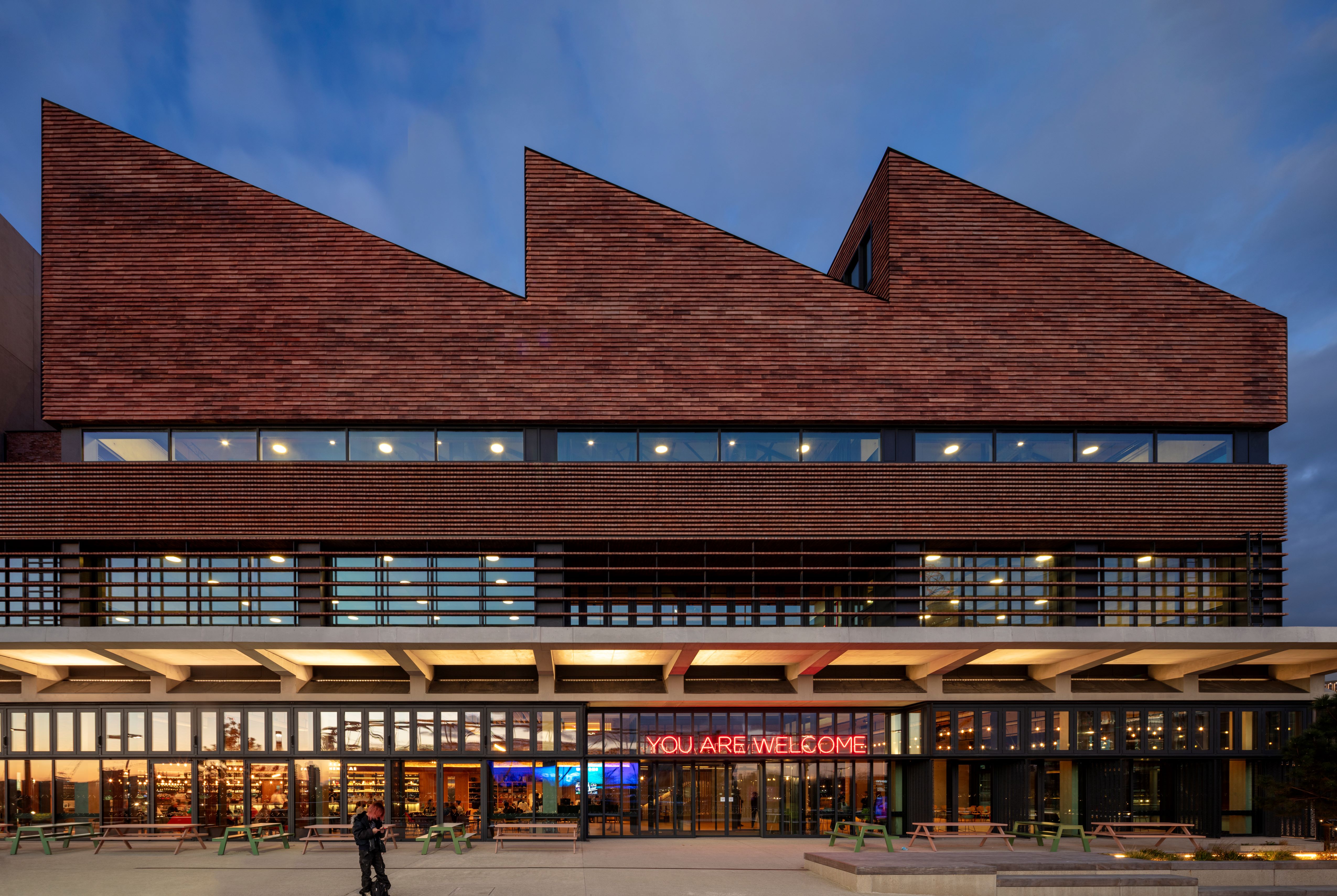 Modern auditorium at Sadler's Wells East for versatile events with striking architecture.