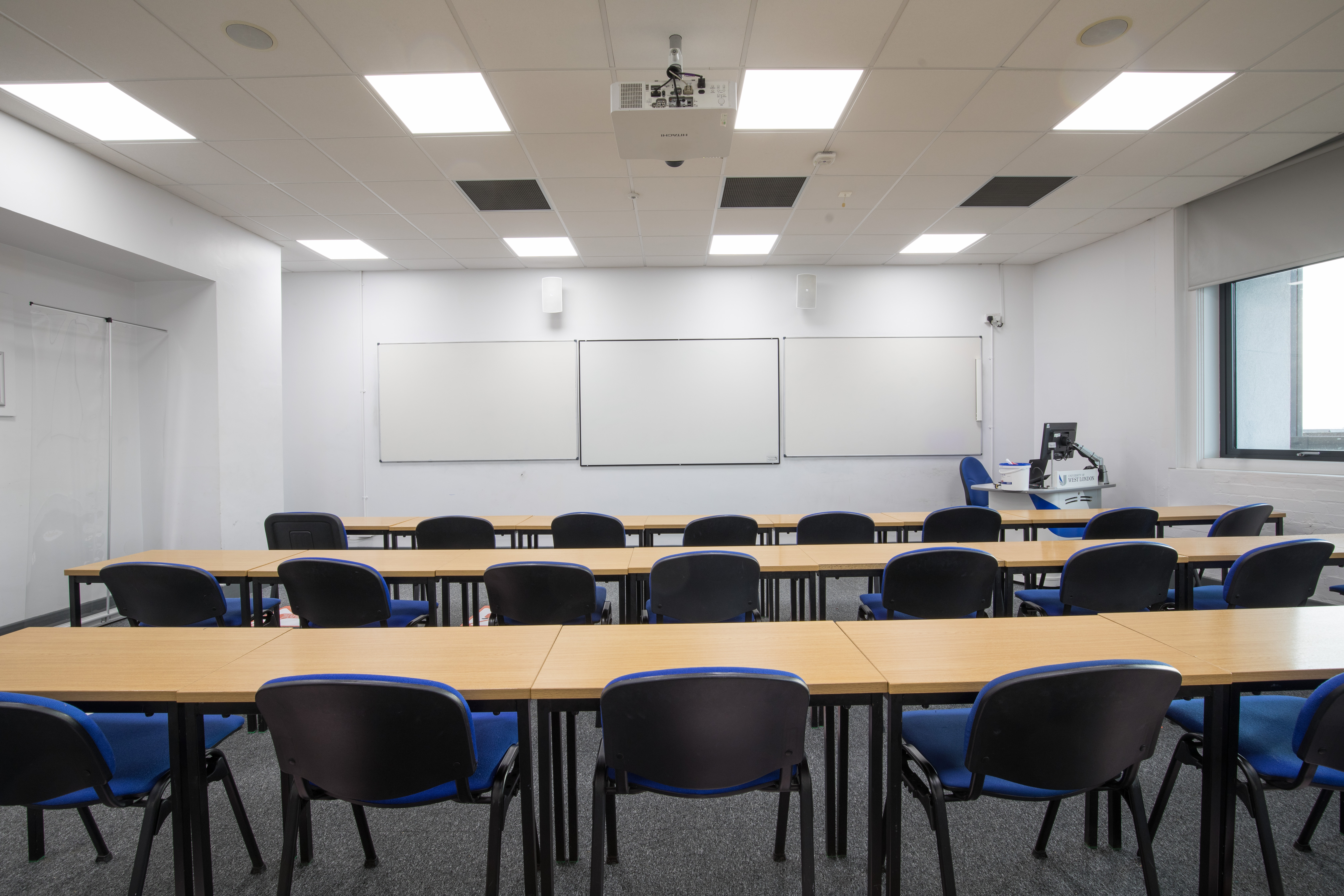 Classroom setup for training at University of West London, bright and inviting atmosphere.