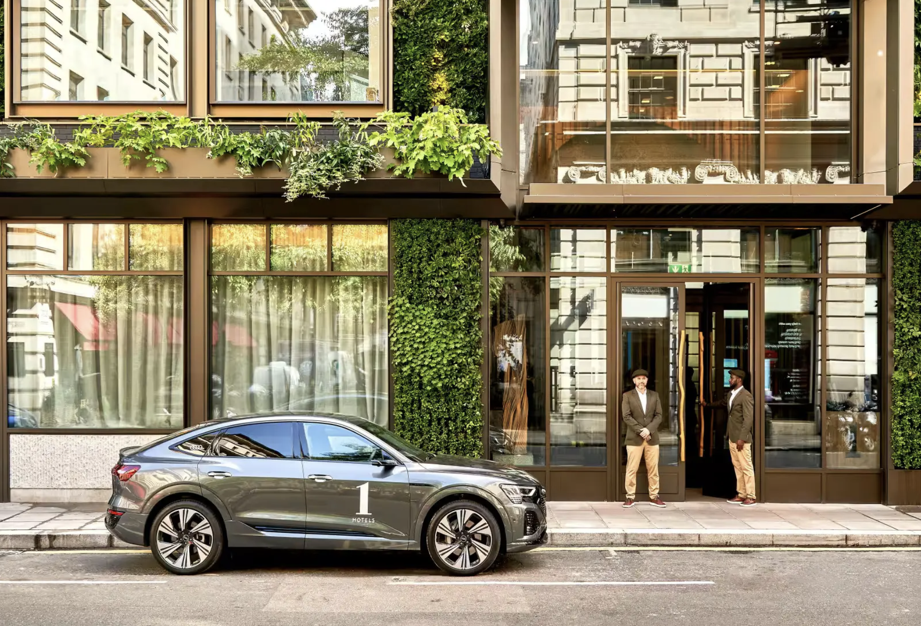 Dovetale Terrace entrance at 1 Hotel Mayfair, ideal for upscale networking events.