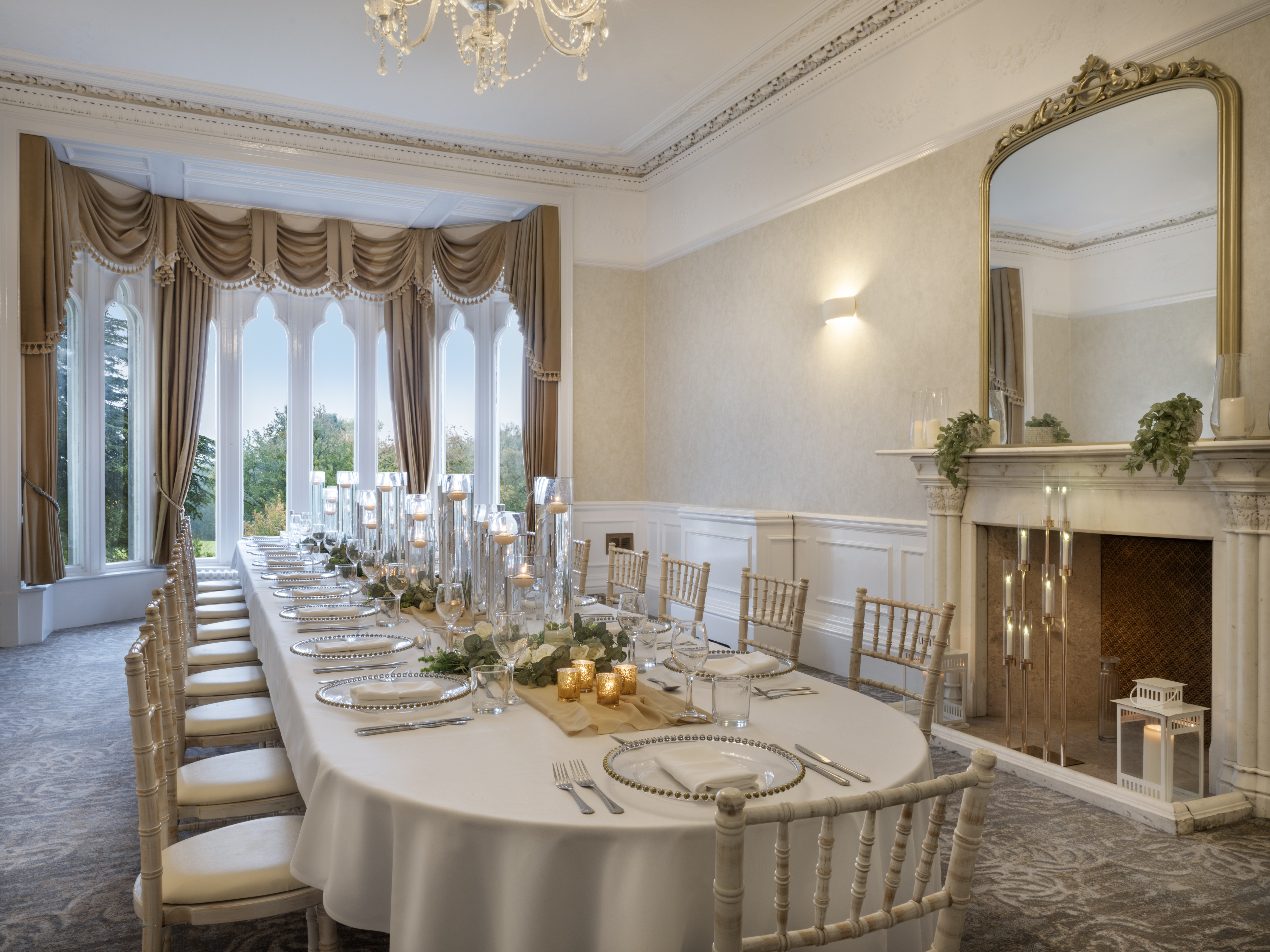 Elegant dining room at Delta Hotels, ideal for upscale events and celebrations.