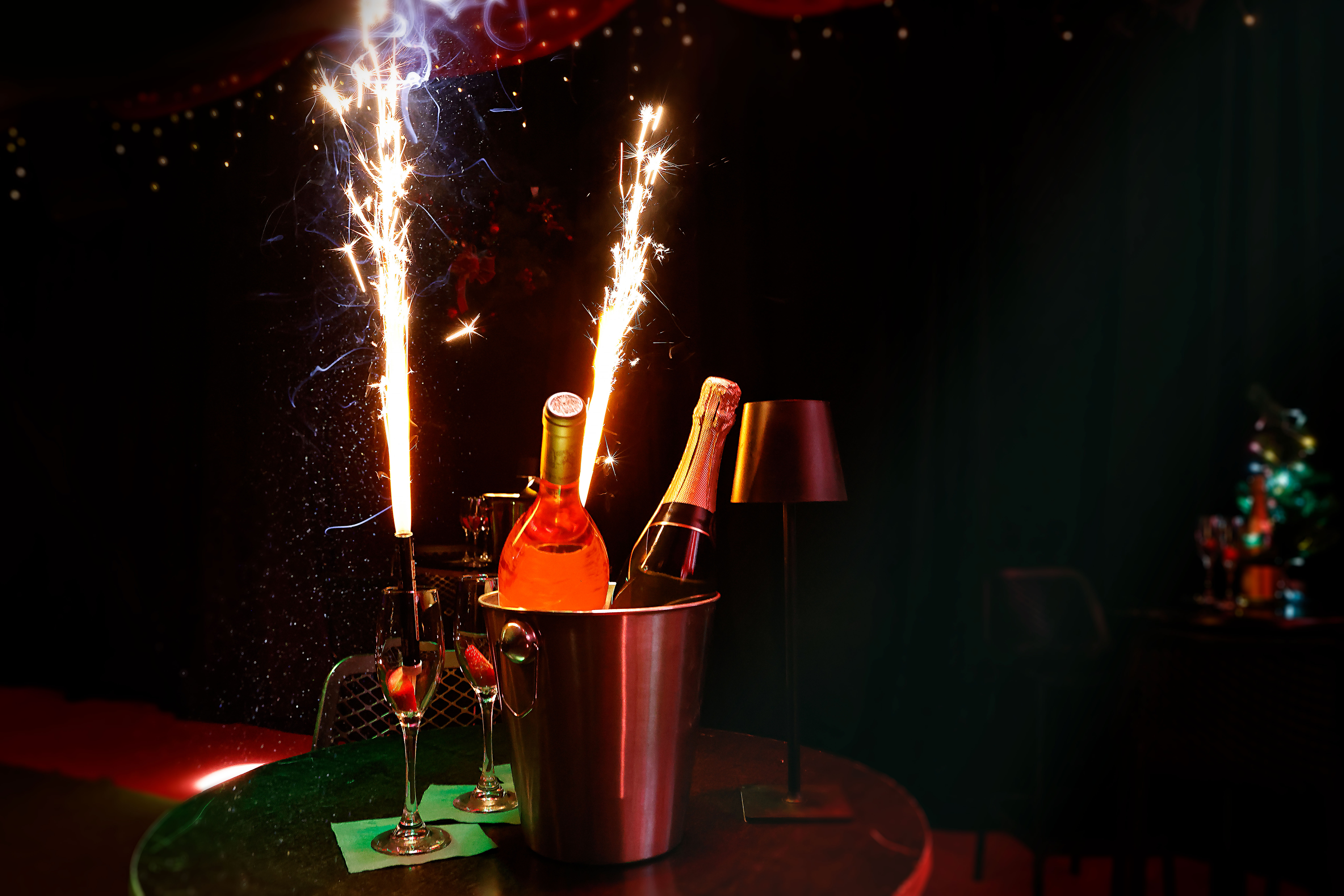VIP bottle service at UnderTheArches, Fibre: luxury event nightclub atmosphere.