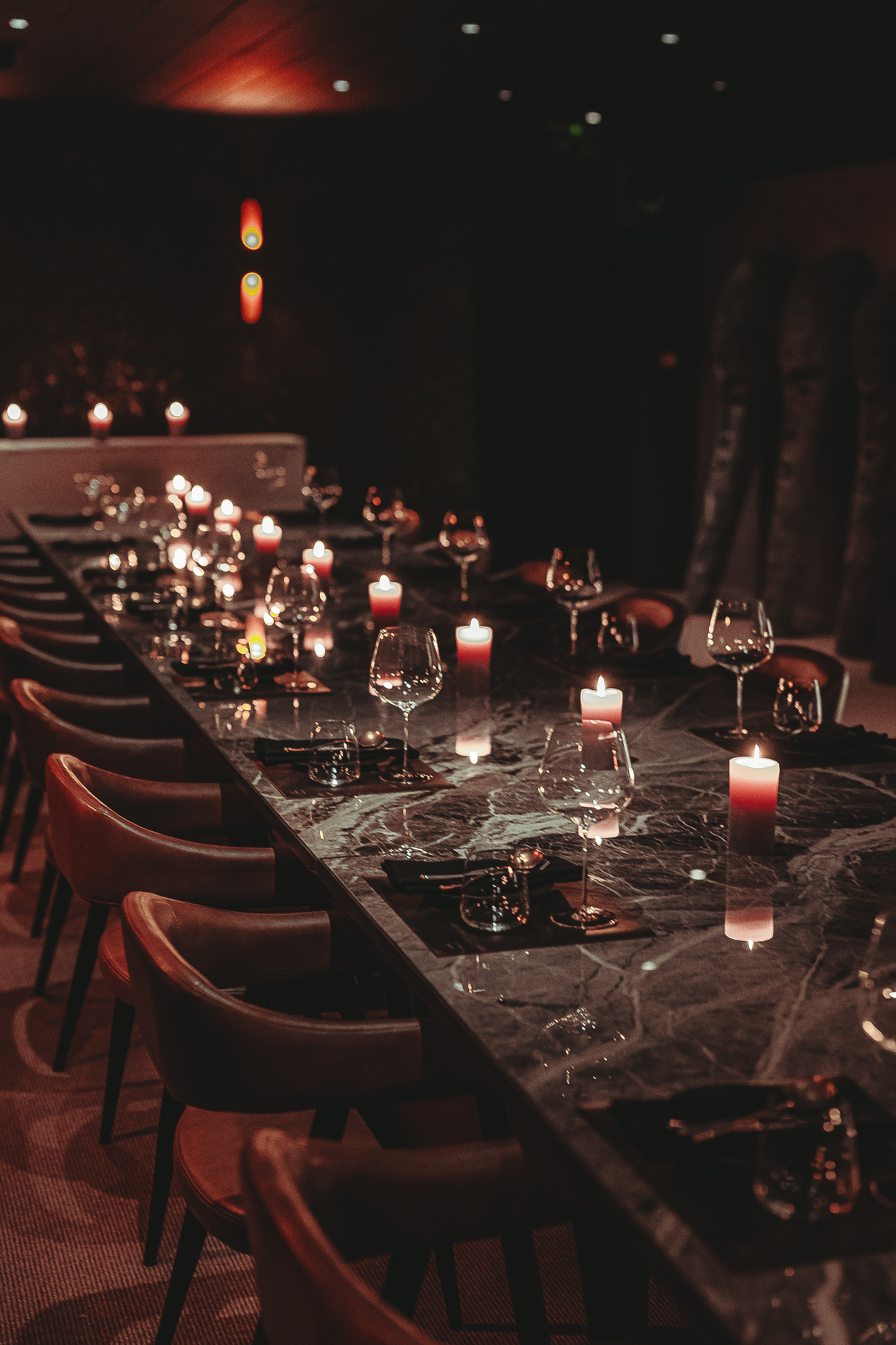Etna in Hora: Sophisticated private dining setup for VIP executive dinners.