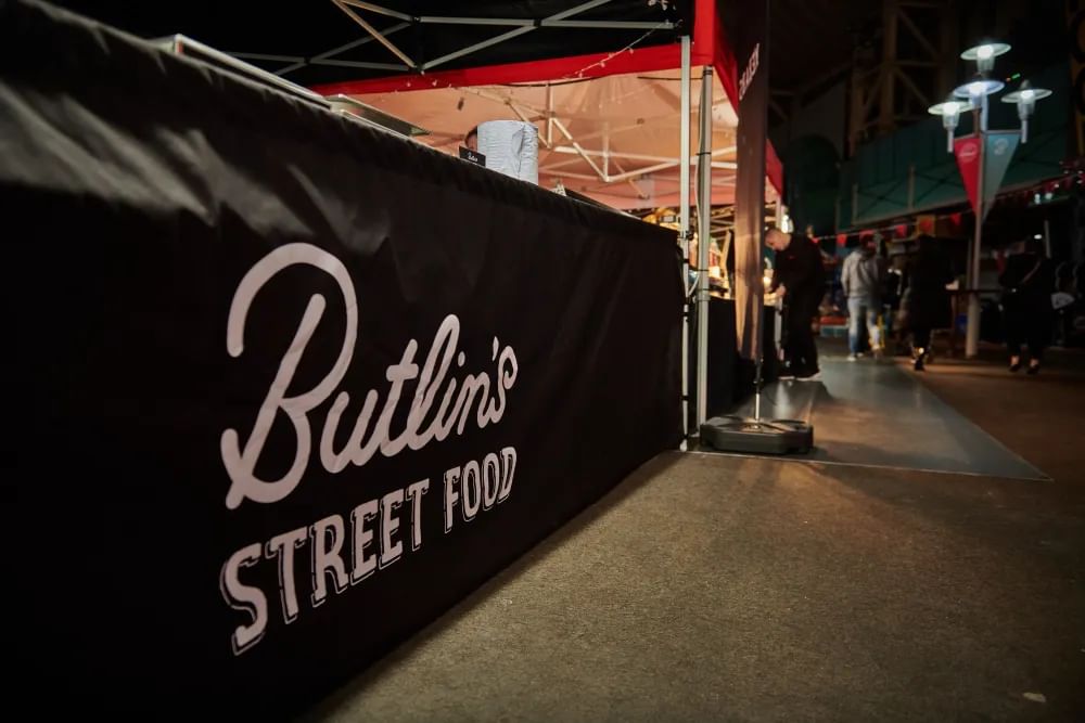 Vibrant street food setup at Butlin's Bognor Regis Conference Centre for outdoor events.