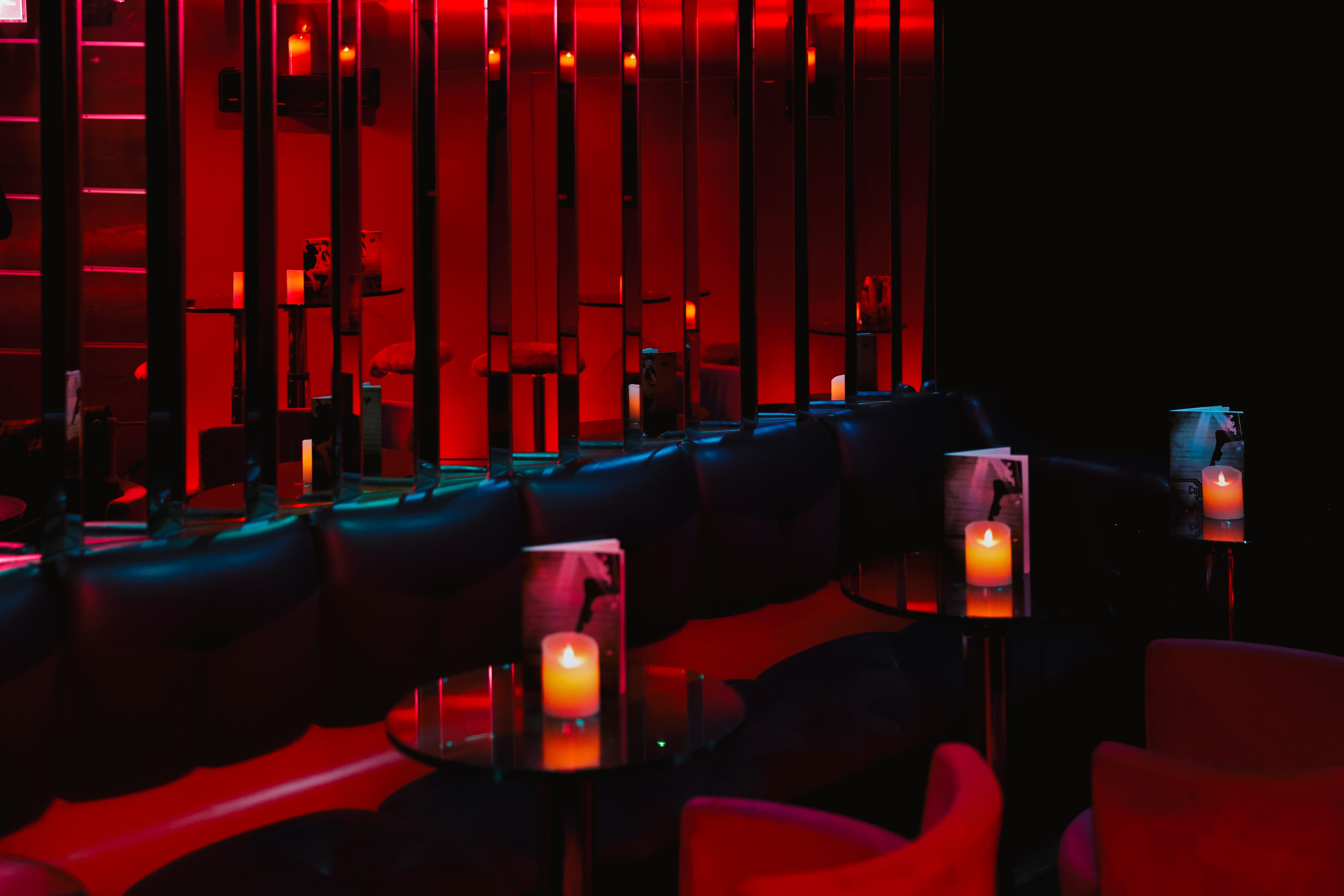 Chic CellarDoor venue with mirrored walls for intimate gatherings and networking events.